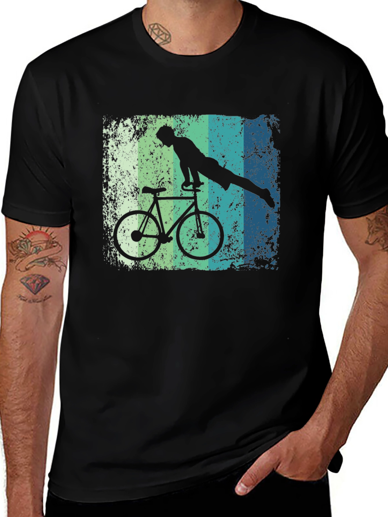 Variant 15 of Cycling Stunt T-Shirt - Black, Vintage Design