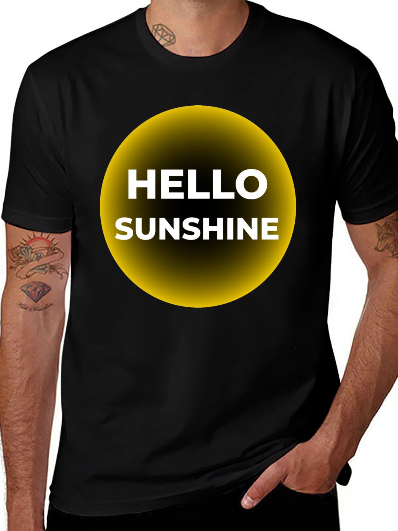 Variant 7 of Hello Sunshine Graphic Tee - Black Cotton T-Shirt
