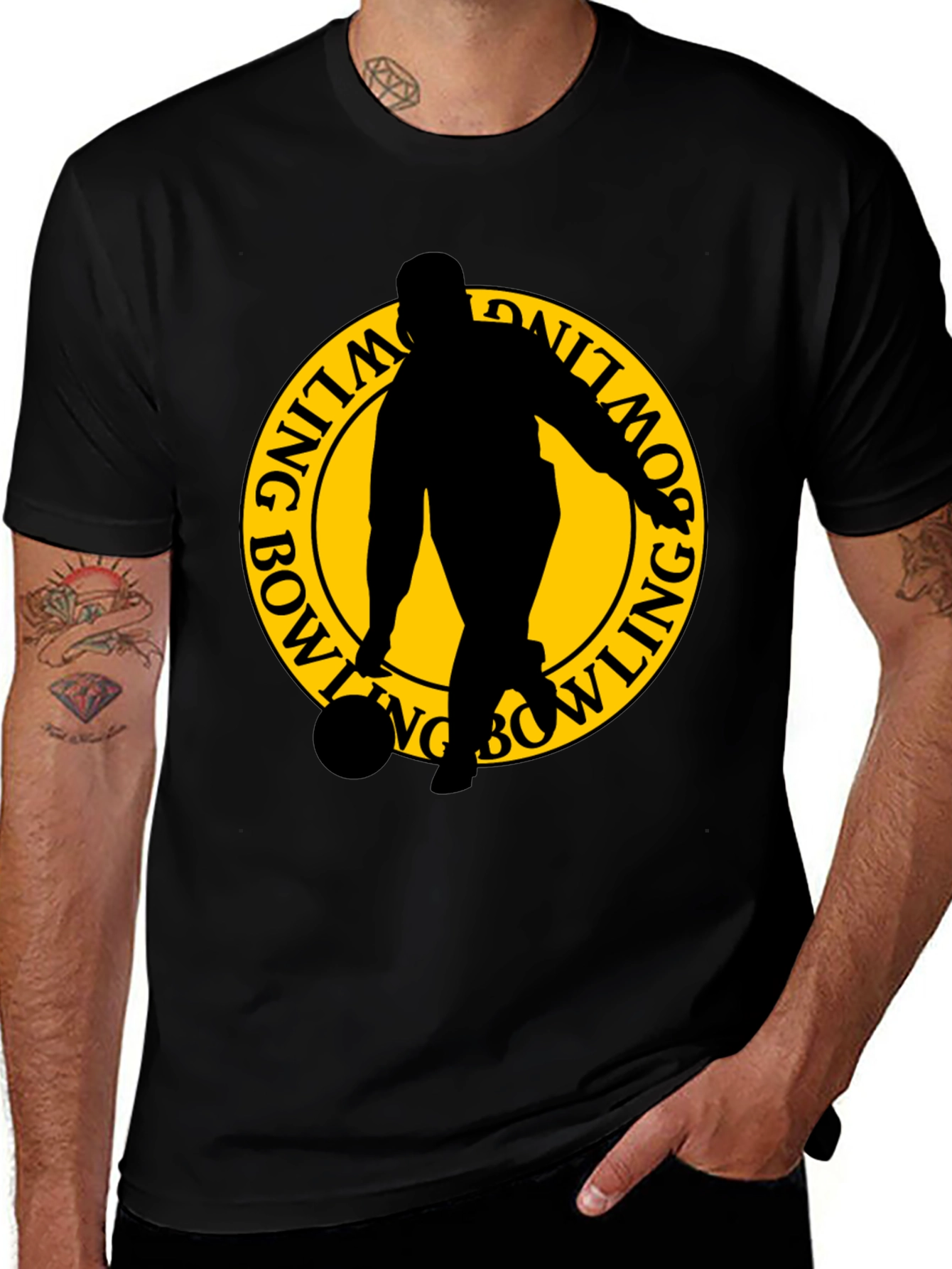 Variant 18 of Bowling Silhouette Graphic T-Shirt
