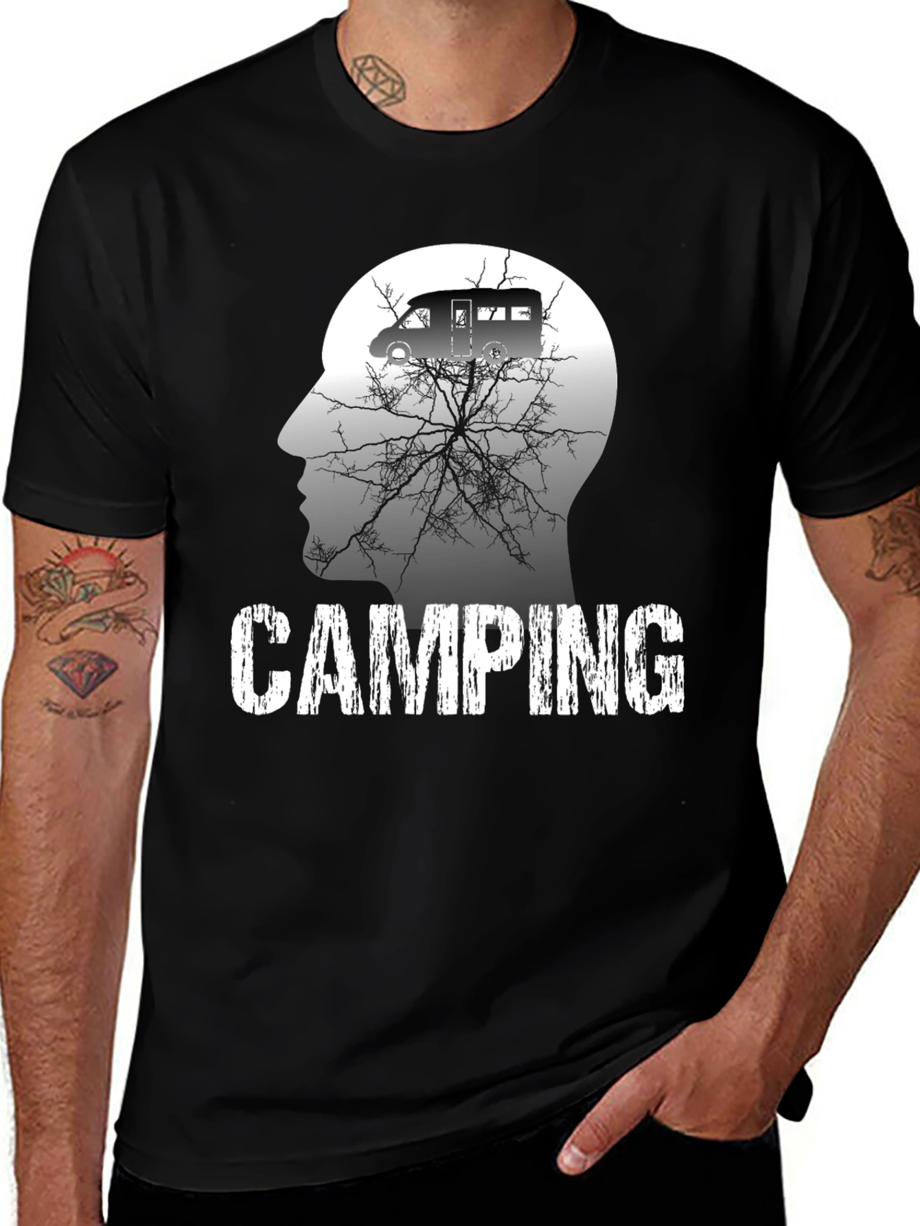 Variant 26 of Camping Mind Men's Black Graphic T-Shirt