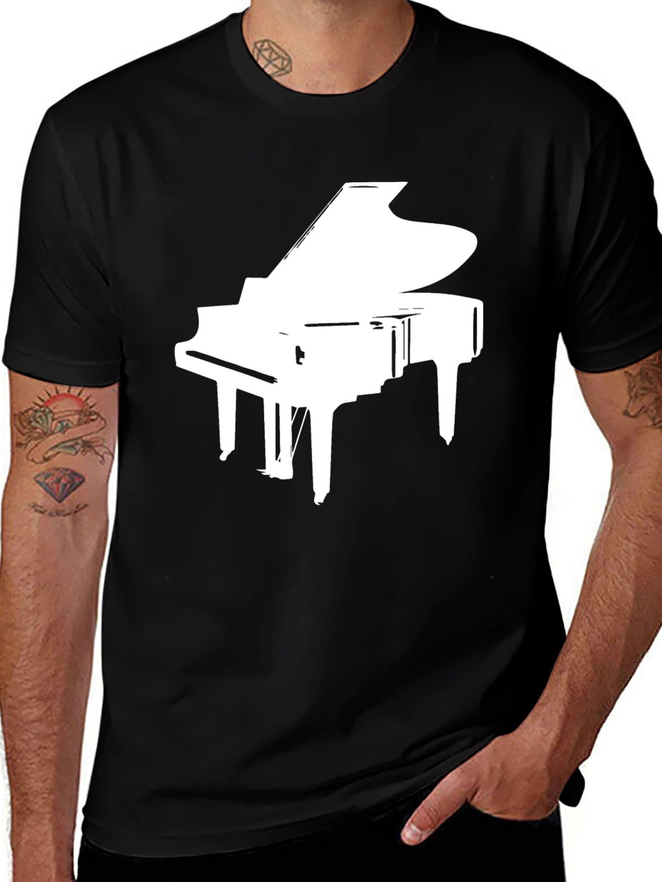 Variant 14 of Grand Piano Graphic Tee - Black