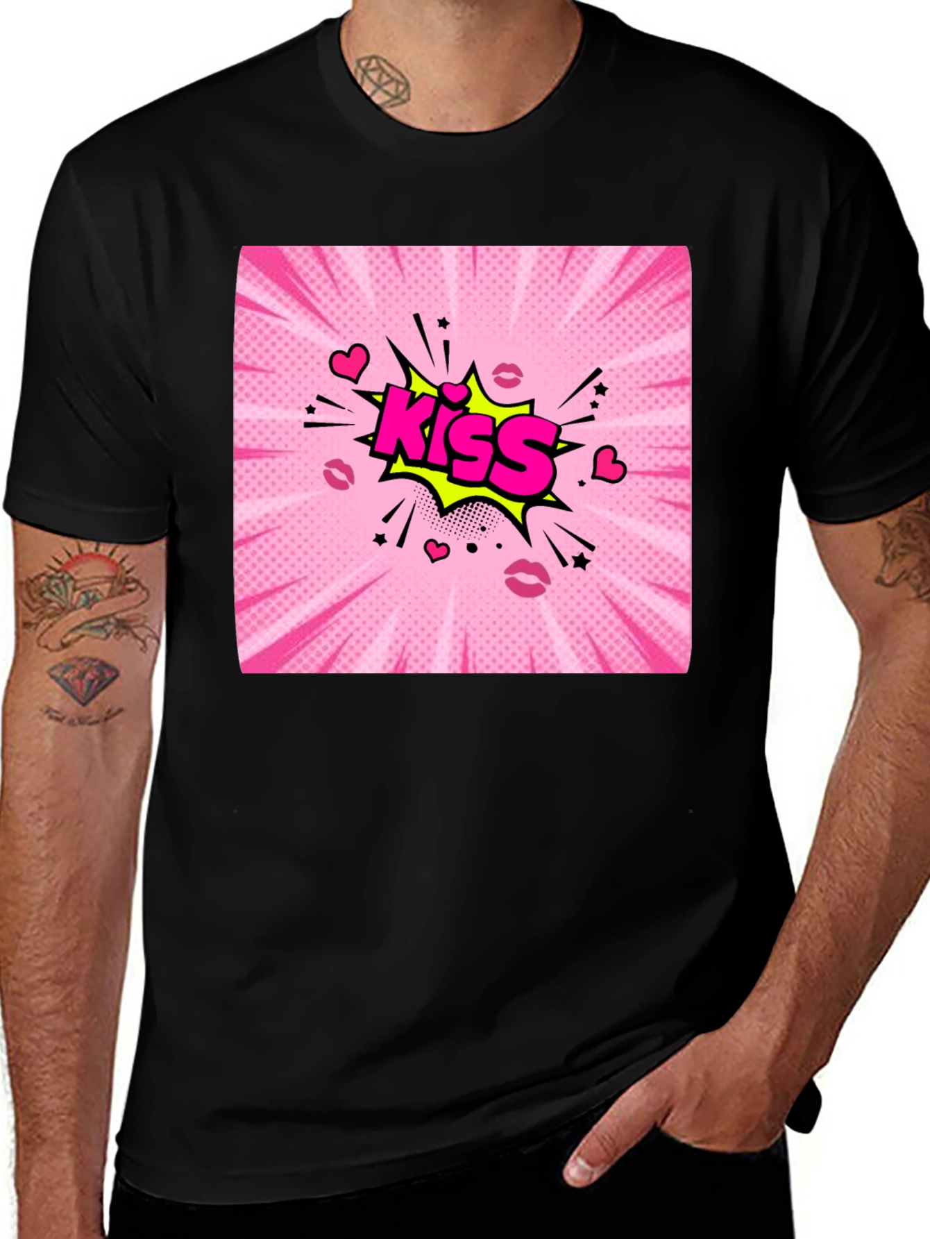 Variant 14 of Kiss Comic Graphic T-Shirt - Bold Pop Art Design