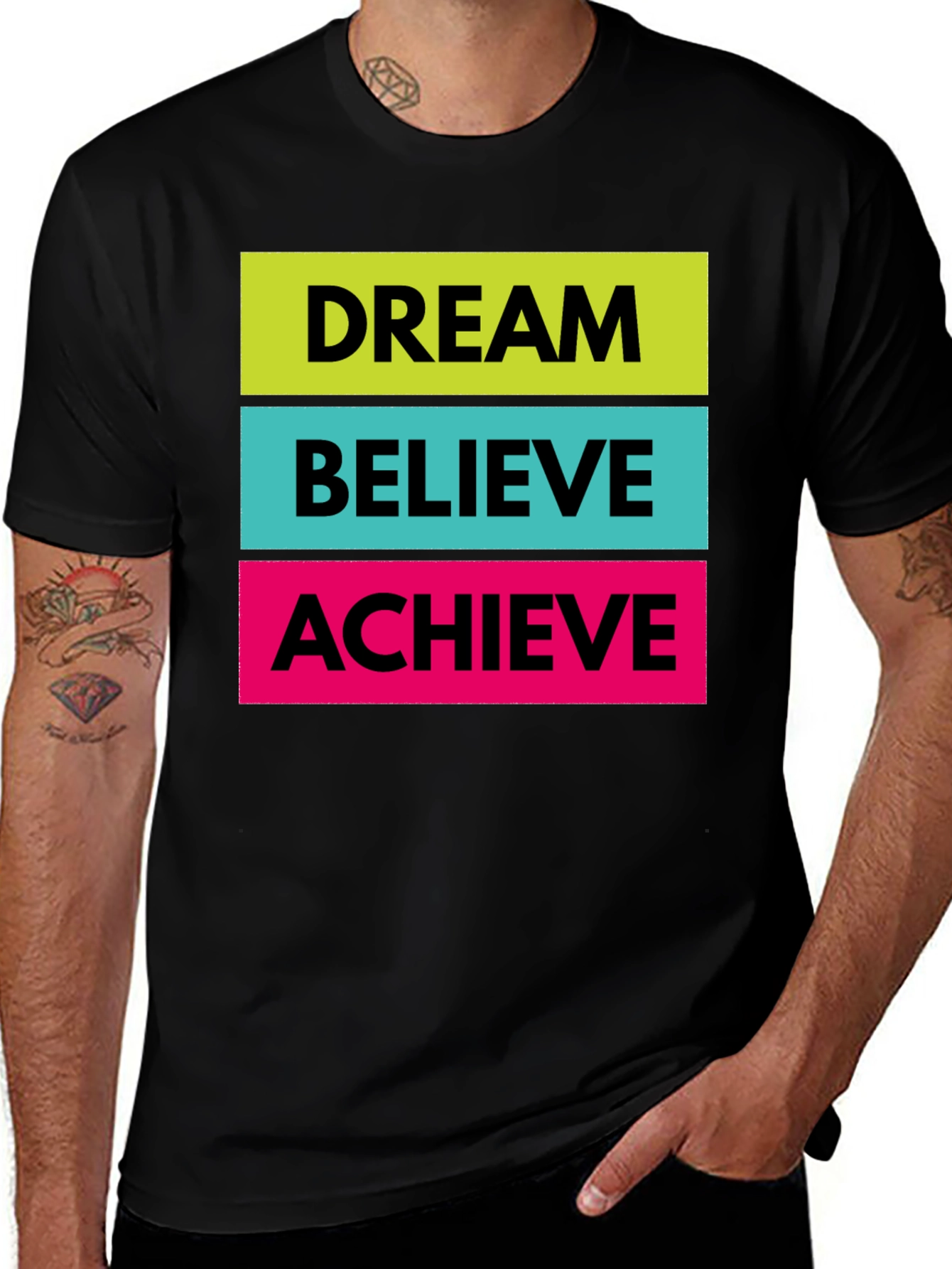 Variant 27 of Dream Believe Achieve Graphic Tee - Motivational Shirt