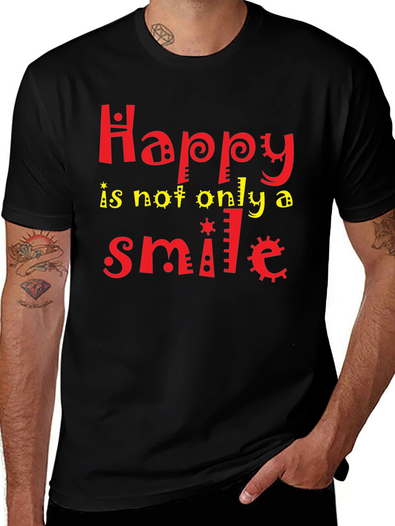 Variant 24 of Happy Smile Graphic T-Shirt - Black
