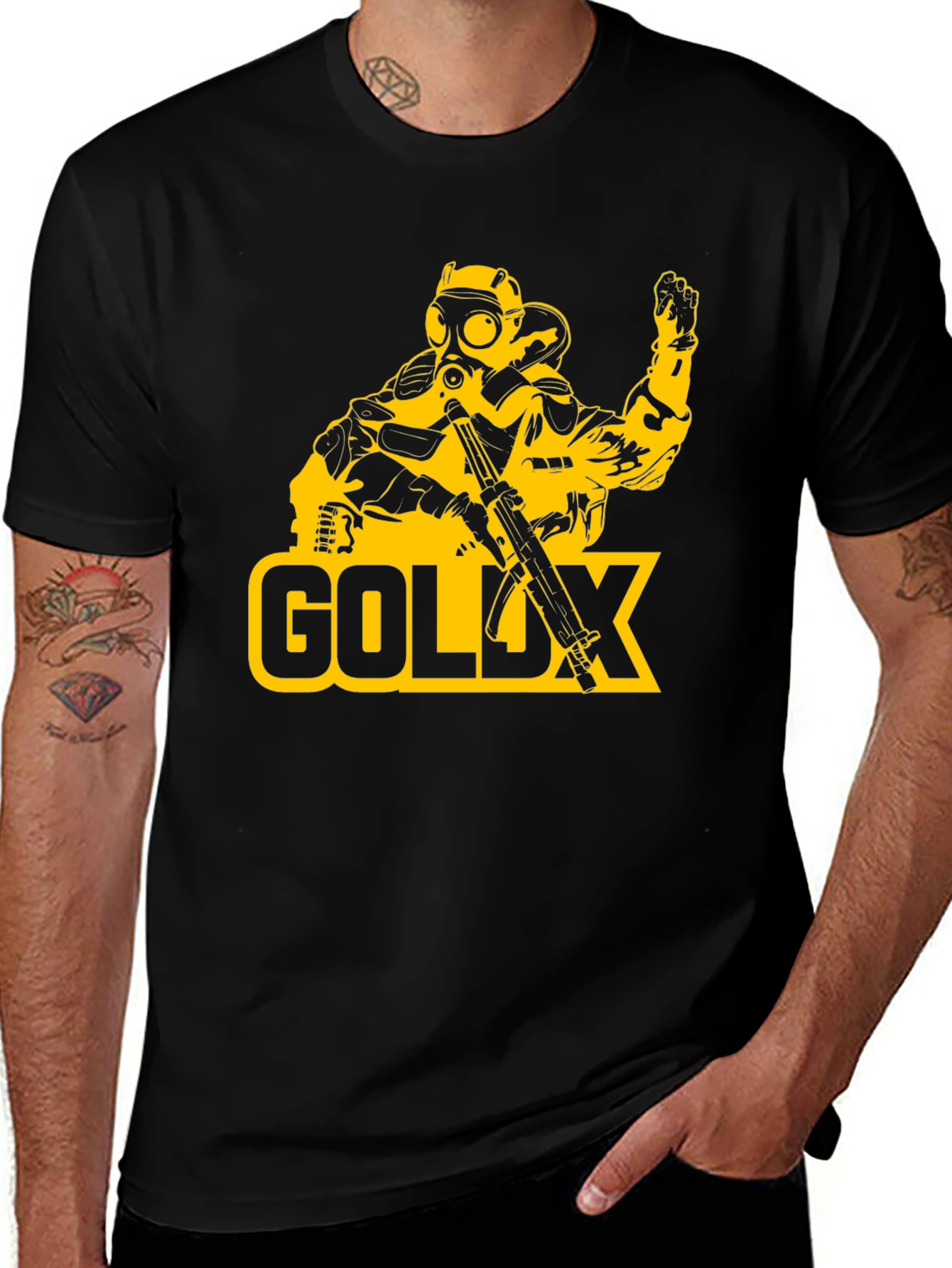 Variant 24 of Goldx Gas Mask Graphic Tee - Black Cotton T-Shirt