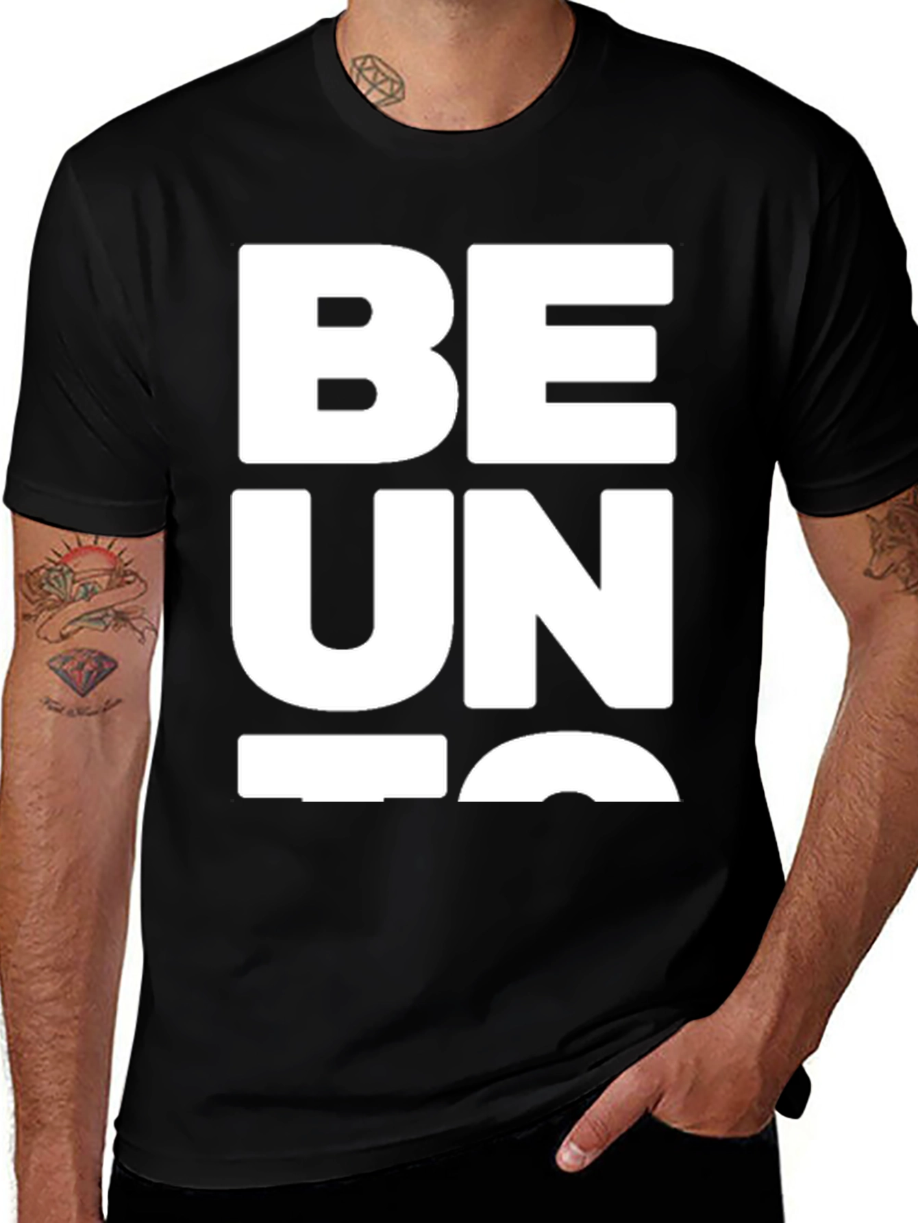 Variant 5 of Be Unique Graphic Tee - Black Cotton Blend
