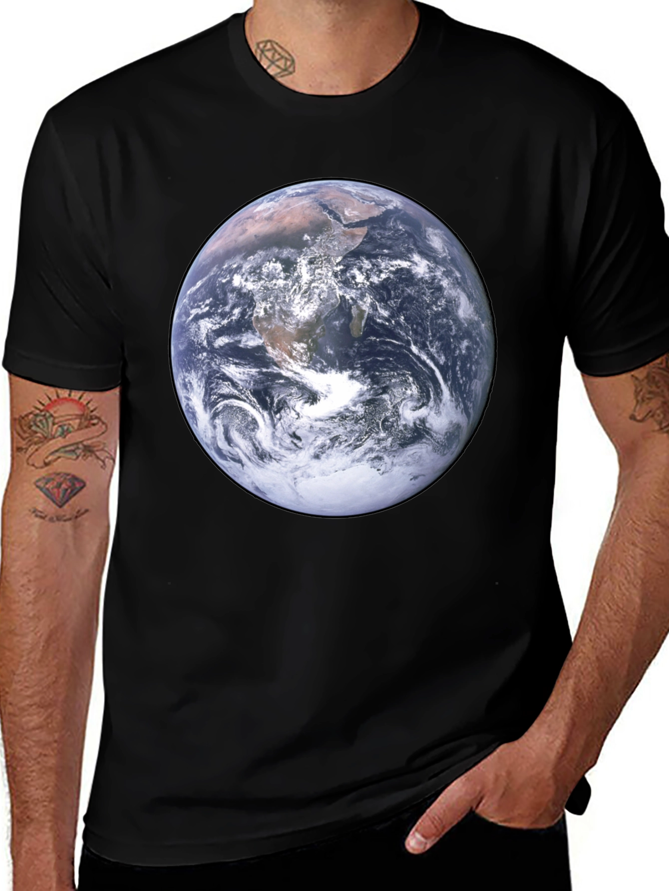 Variant 28 of Earth Graphic Tee - Men's Black Short Sleeve T-Shirt
