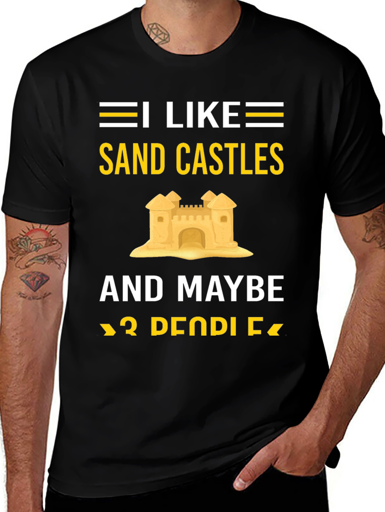 Variant 23 of I Like Sand Castles & 2 People T-Shirt - Black