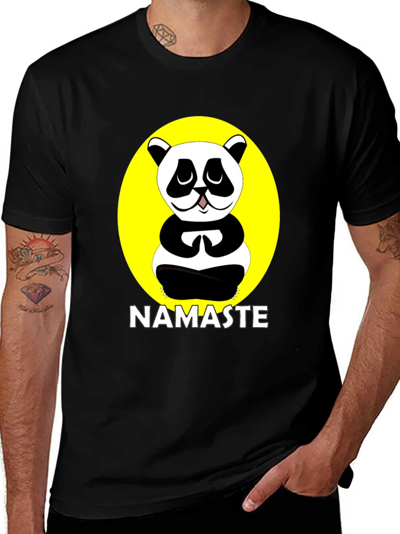 Variant 10 of Namaste Panda Black Graphic T-Shirt