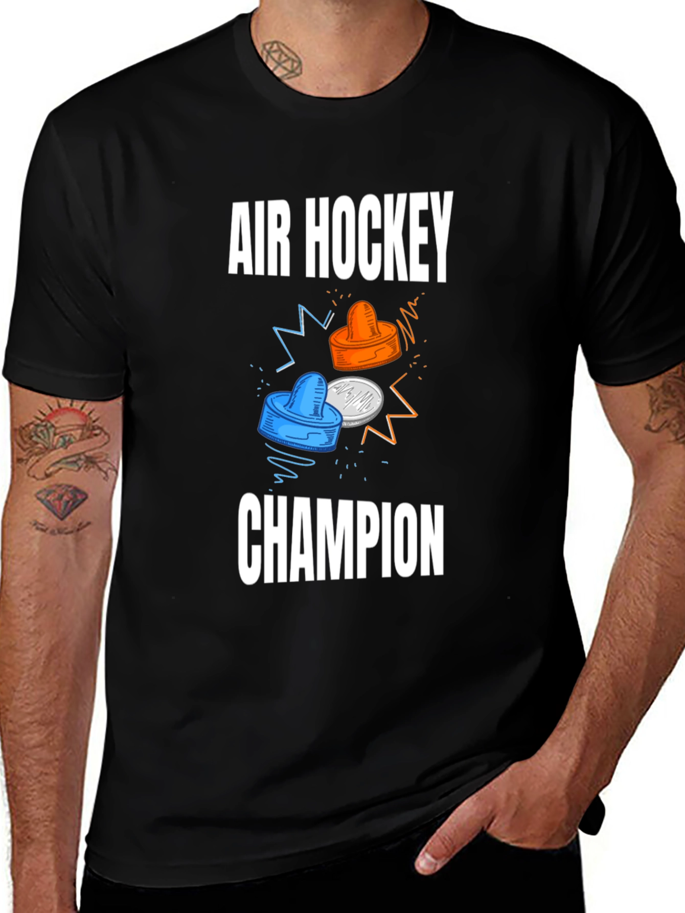 Variant 20 of Air Hockey Champion Black T-Shirt