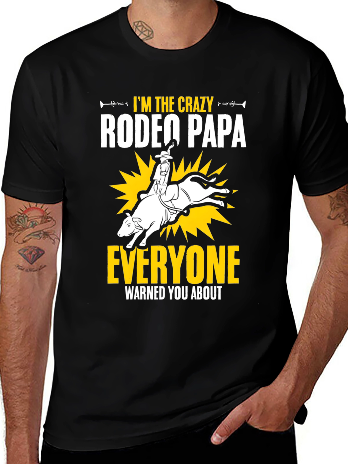 Variant 29 of Crazy Rodeo Papa Graphic Tee - Black