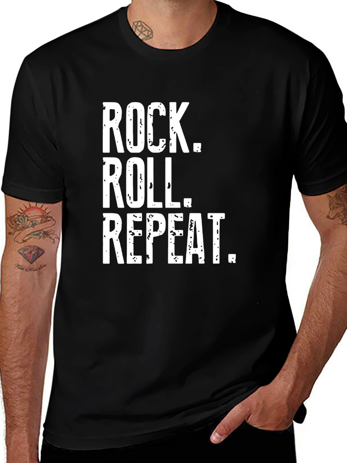 Variant 29 of Rock Roll Repeat Graphic Tee - Black Cotton T-Shirt