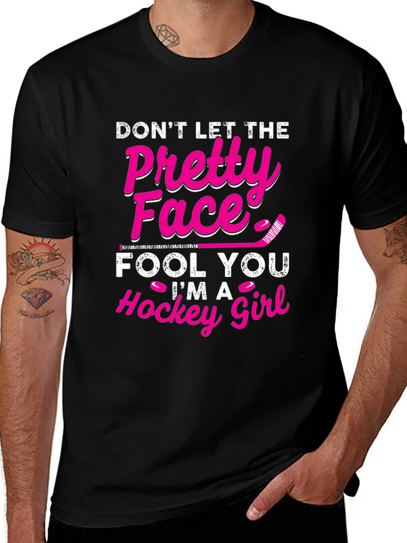 Variant 20 of Don't Let The Pretty Face Hockey Girl T-Shirt