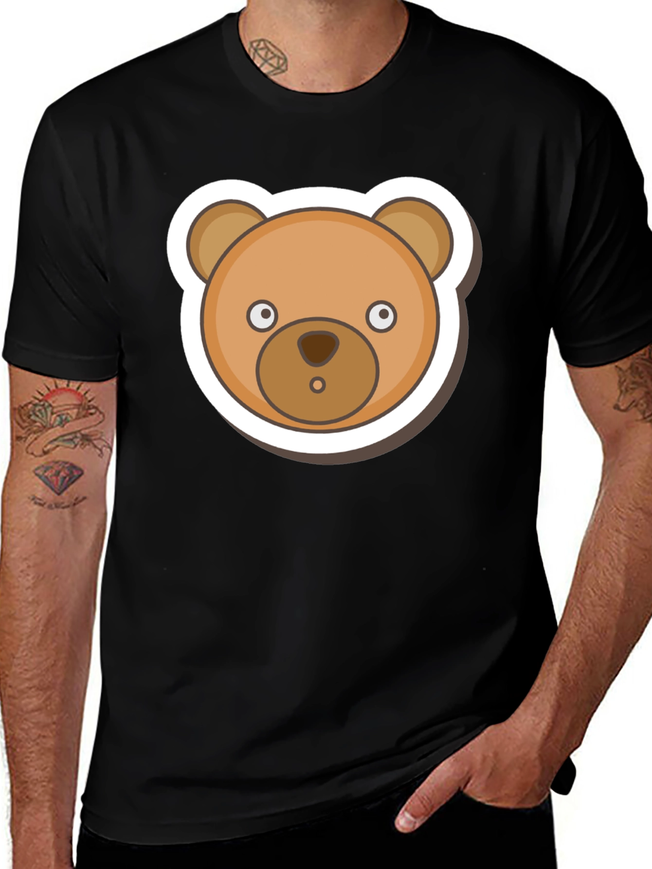 Variant 21 of Cute Teddy Bear Graphic Tee - Men's Black T-Shirt
