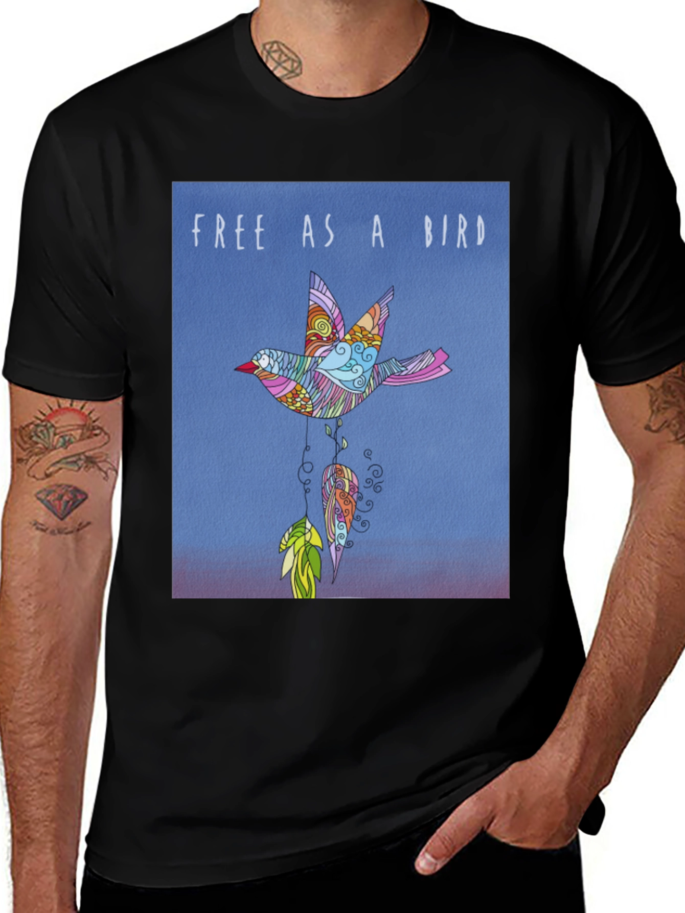 Variant 27 of Free as a Bird Graphic T-Shirt - Black