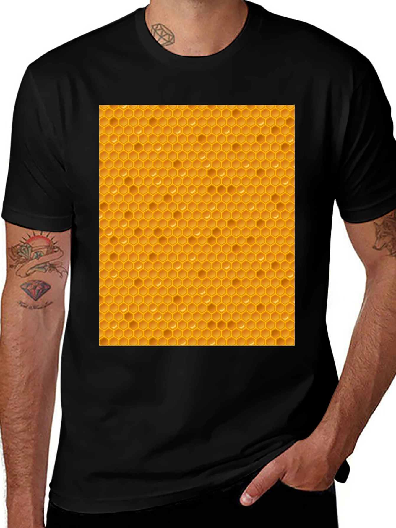 Variant 12 of Honeycomb Patterned T-Shirt - Unique Honeycomb Design