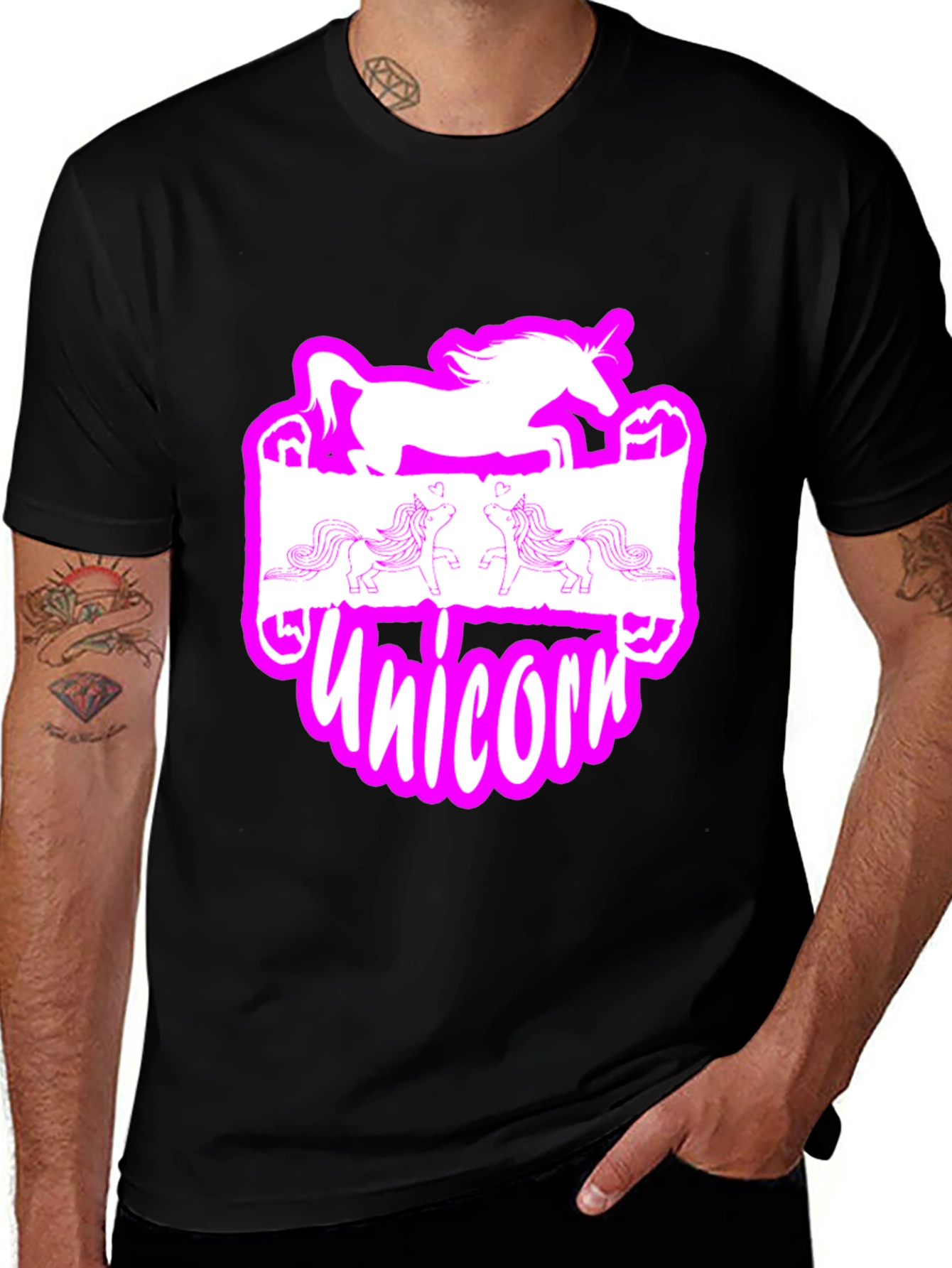 Variant 30 of Unicorn Graphic Tee - Black Cotton T-Shirt