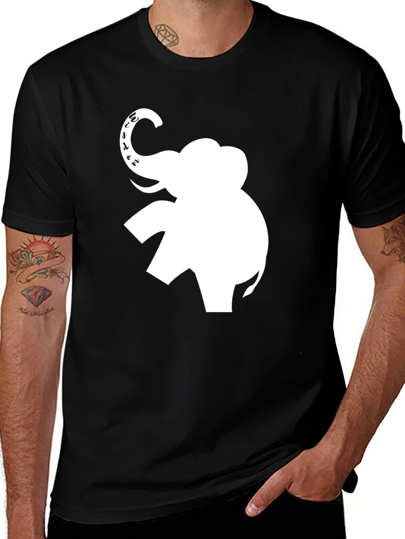 Variant 6 of Elephant Graphic Print Black T-Shirt
