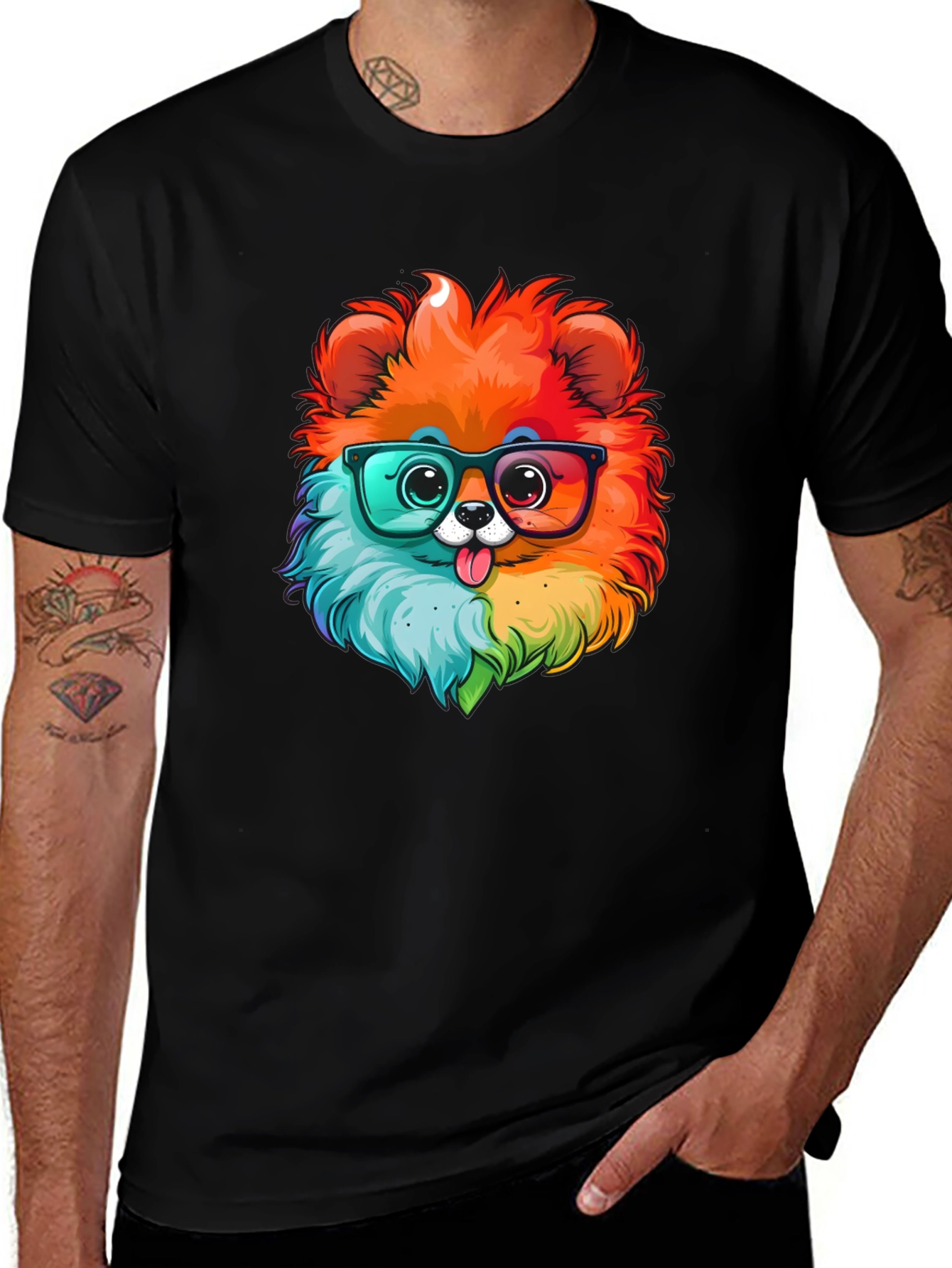 Variant 22 of Colorful Pomeranian Dog T-Shirt