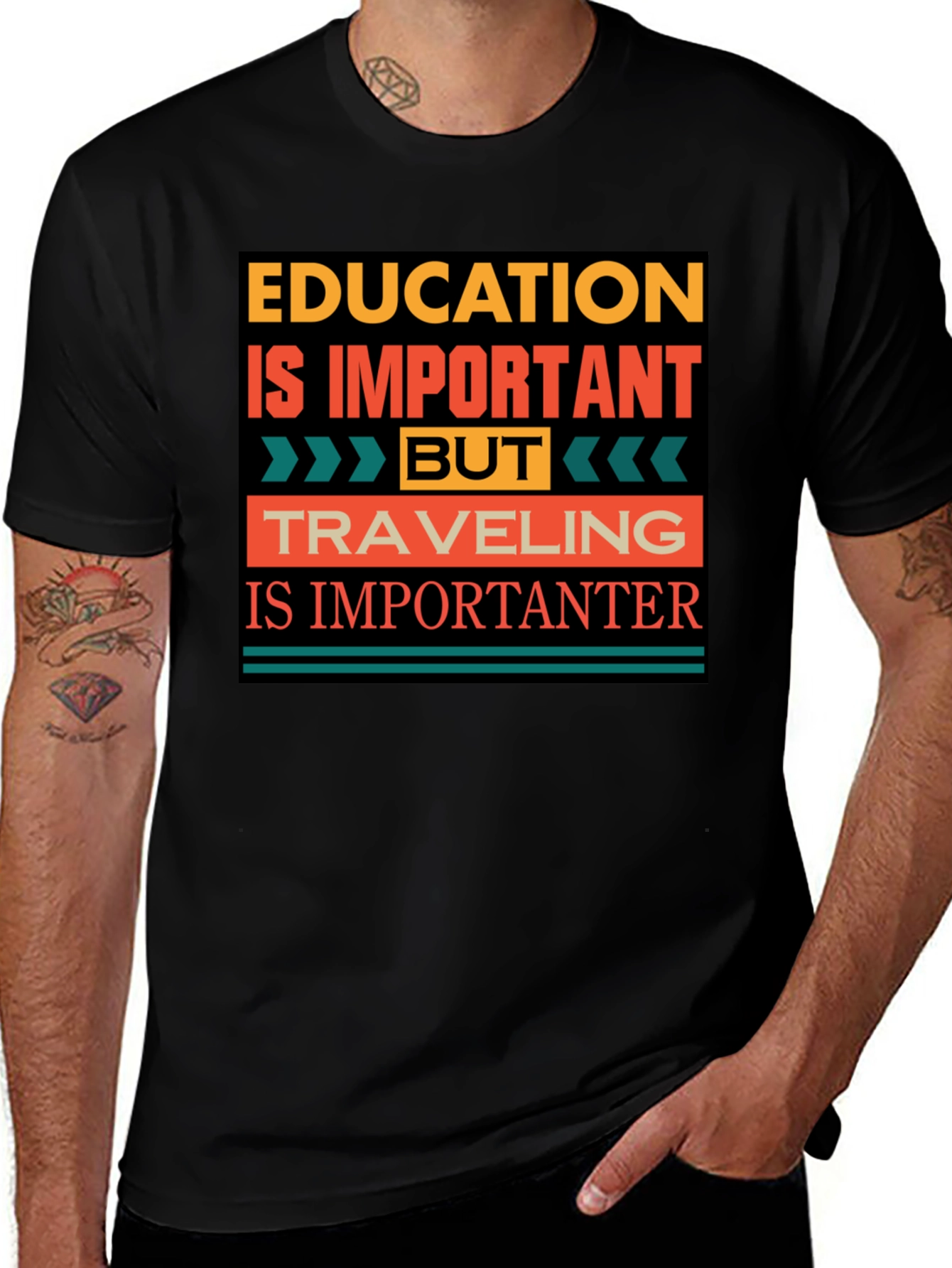 Variant 13 of Education vs Travel T-Shirt - Importanter