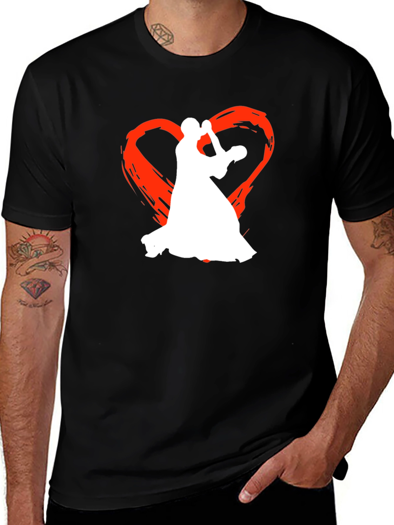 Variant 13 of Dancing Romance Graphic Tee - Black Cotton T-Shirt