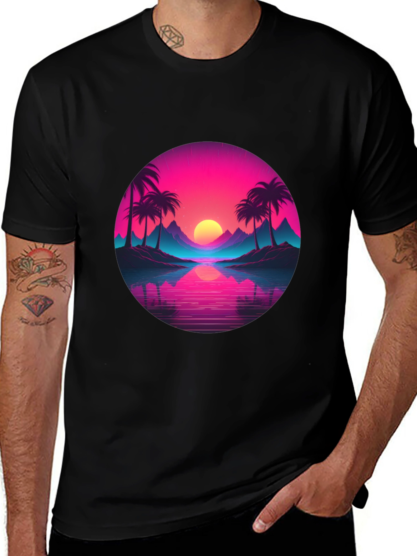 Variant 11 of Retro Sunset Palm T-Shirt - Vibrant Graphic Tee
