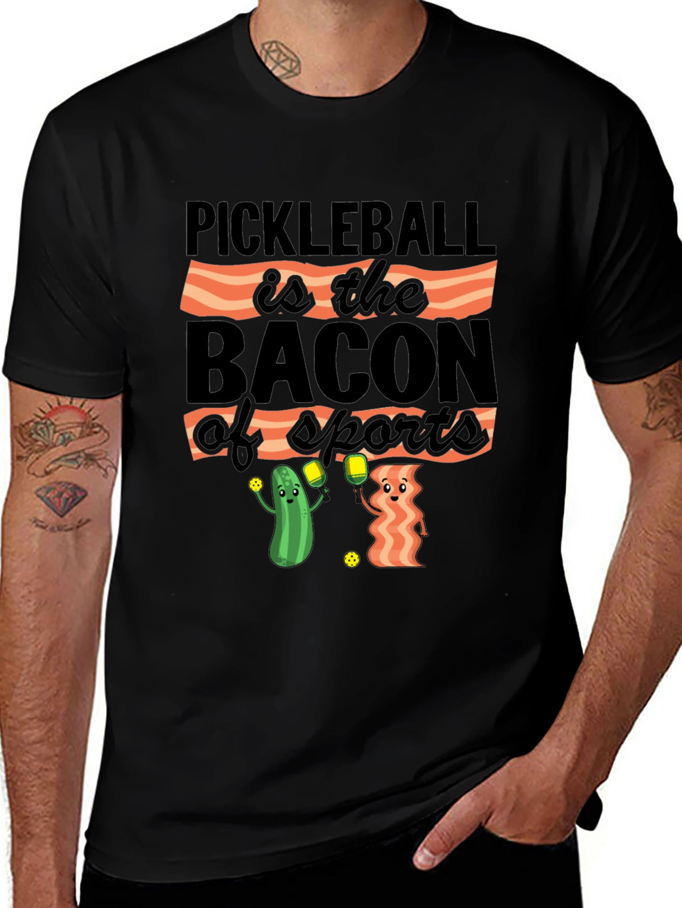 Variant 21 of Pickleball & Bacon T-Shirt: Sports Humor Tee