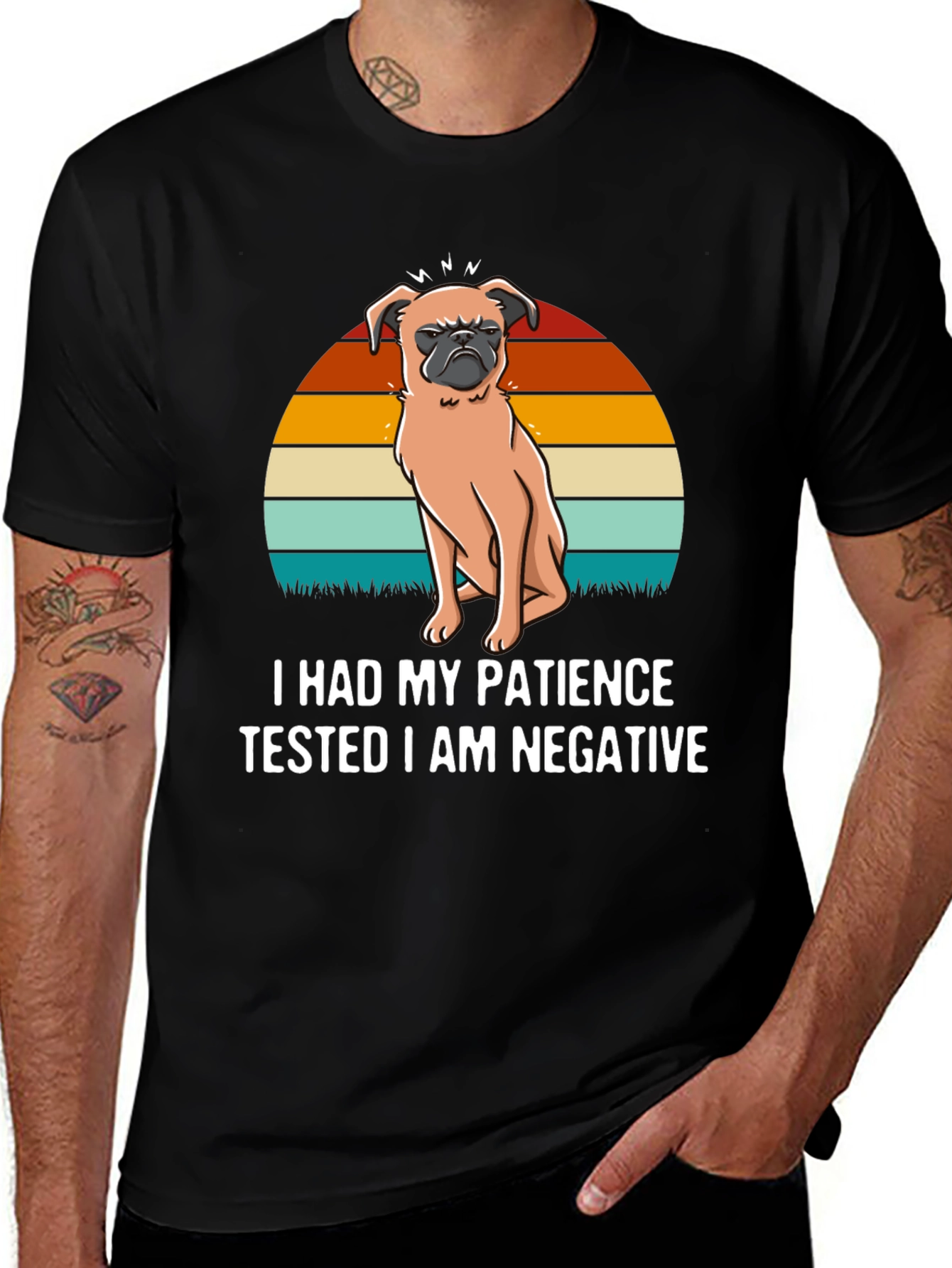 Variant 6 of Patience Tested Negative Pug Graphic Tee