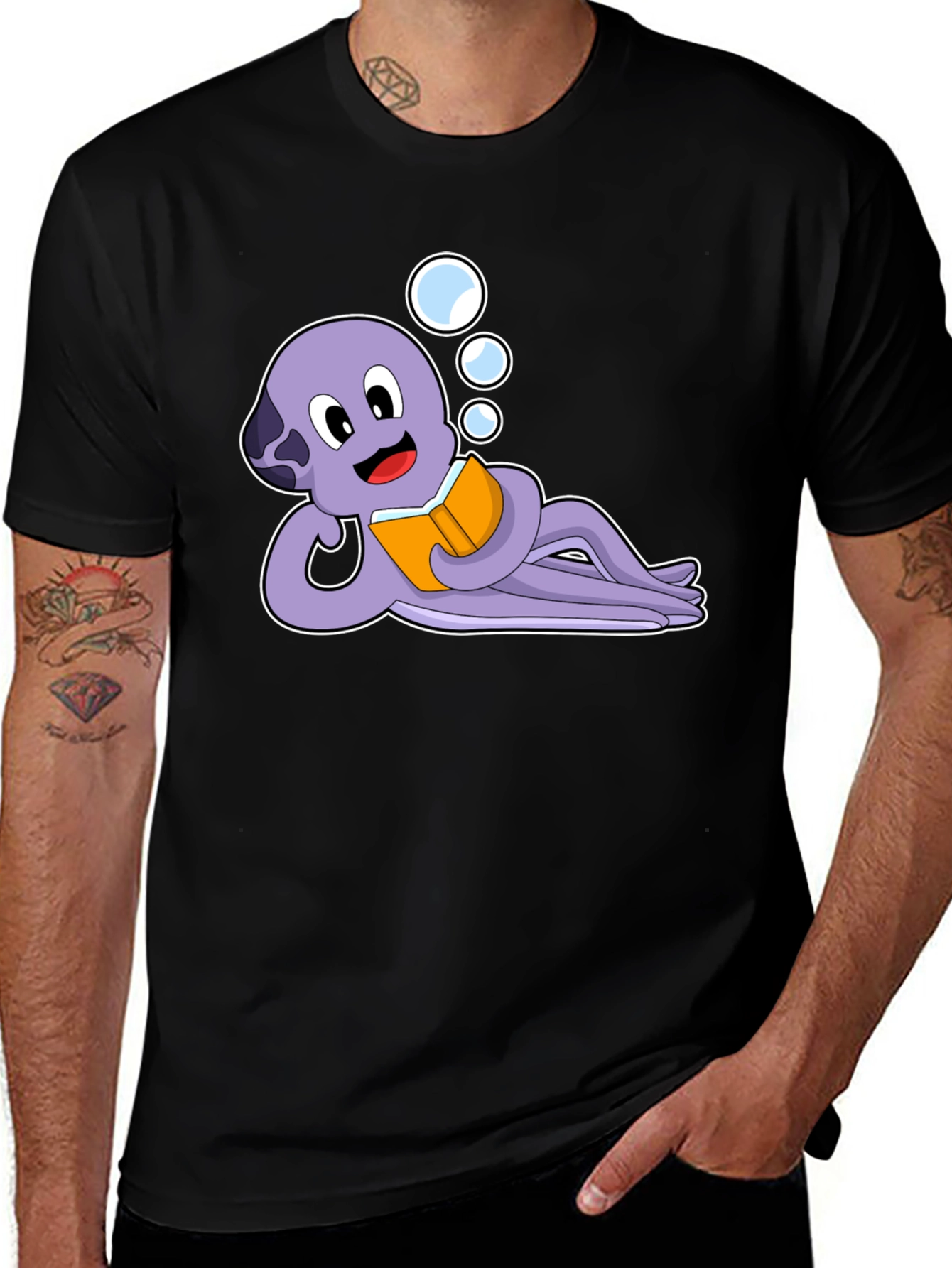 Variant 20 of Reading Octopus Graphic Tee -  Cute Marine Life Shirt