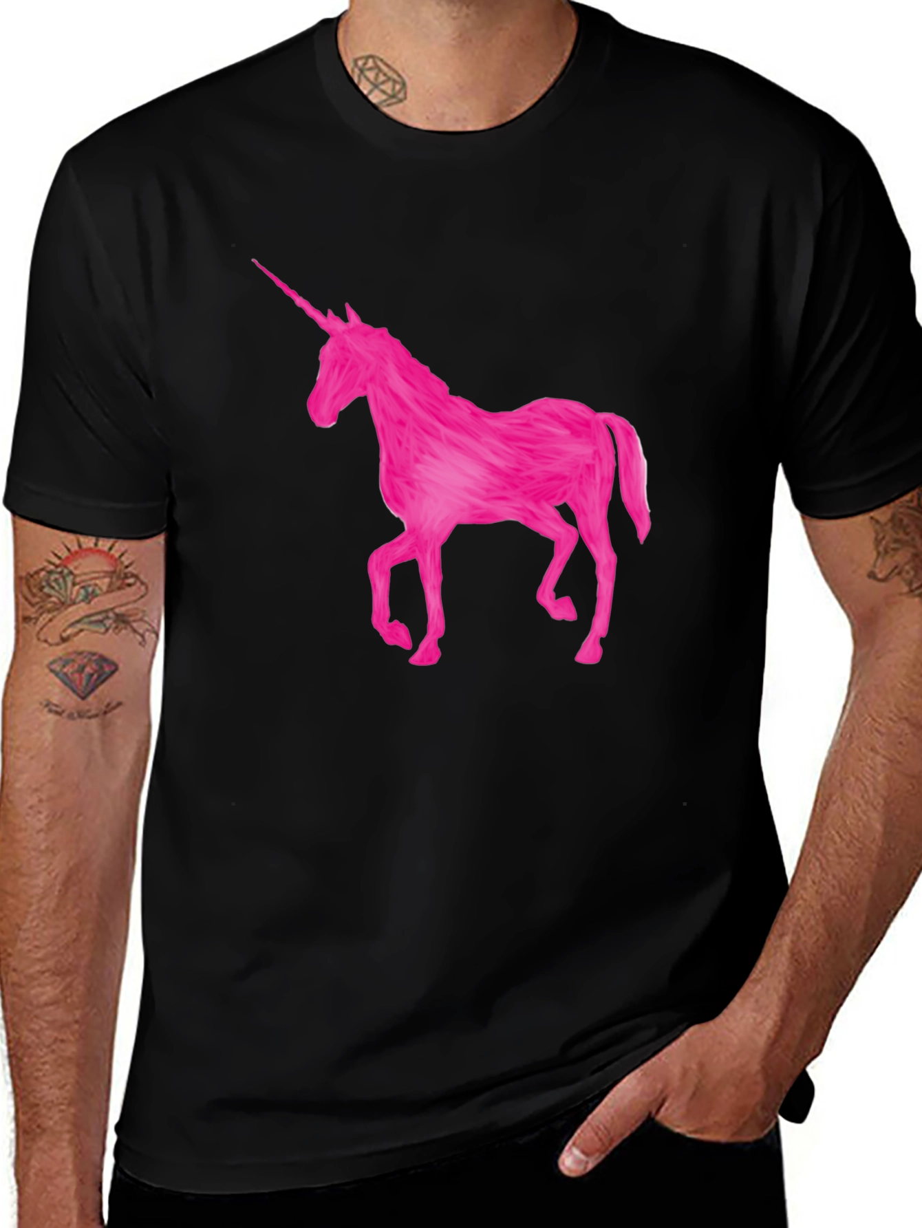 Variant 12 of Unicorn Graphic Print Black T-Shirt