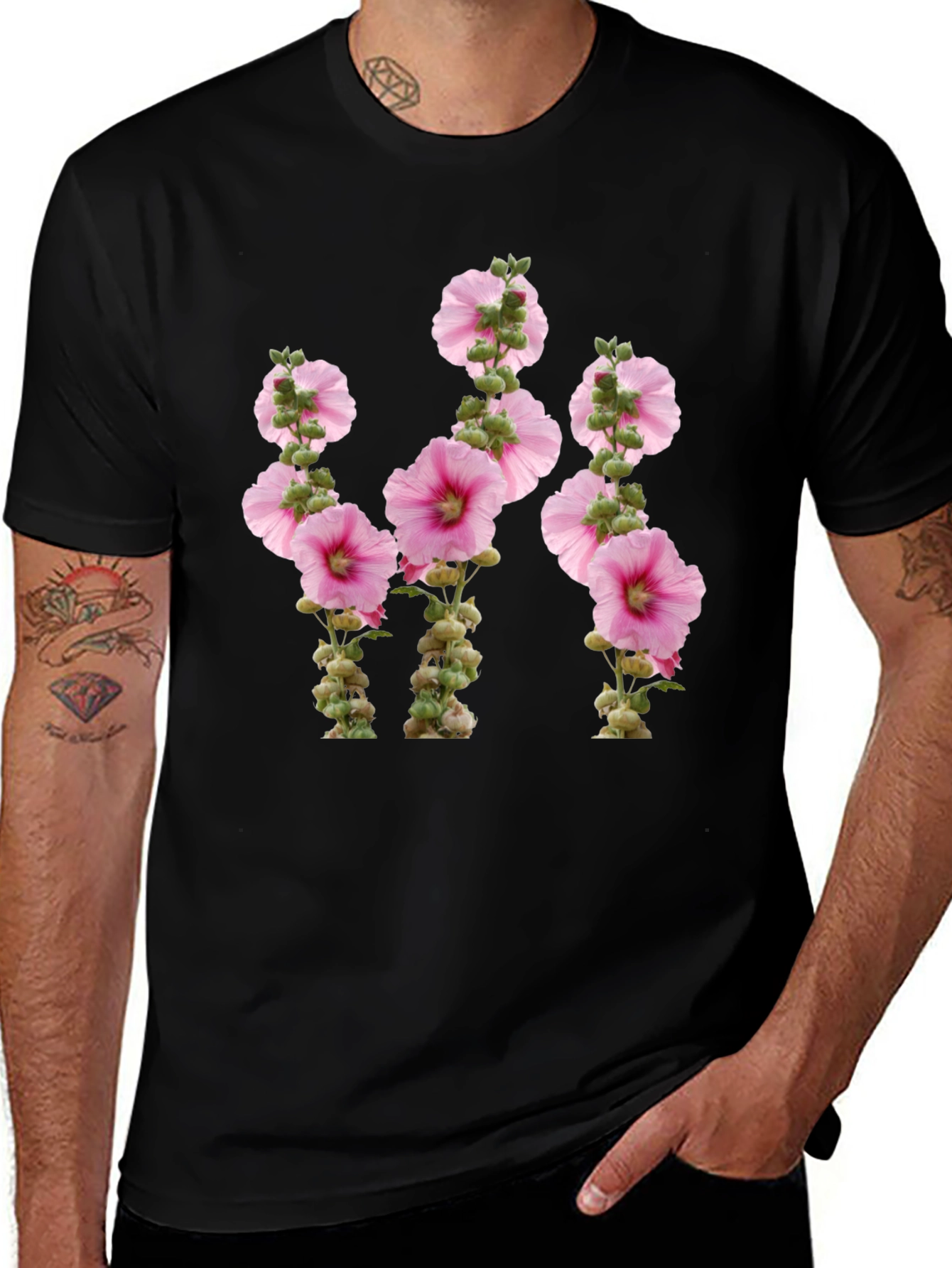 Variant 19 of Floral Graphic Tee - Black Cotton T-Shirt