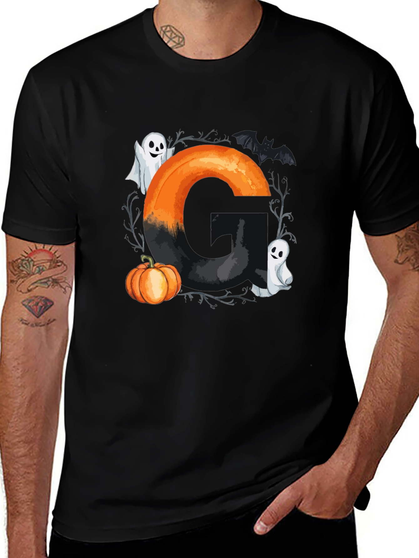 Variant 8 of Halloween Ghost Pumpkin Letter C T-Shirt