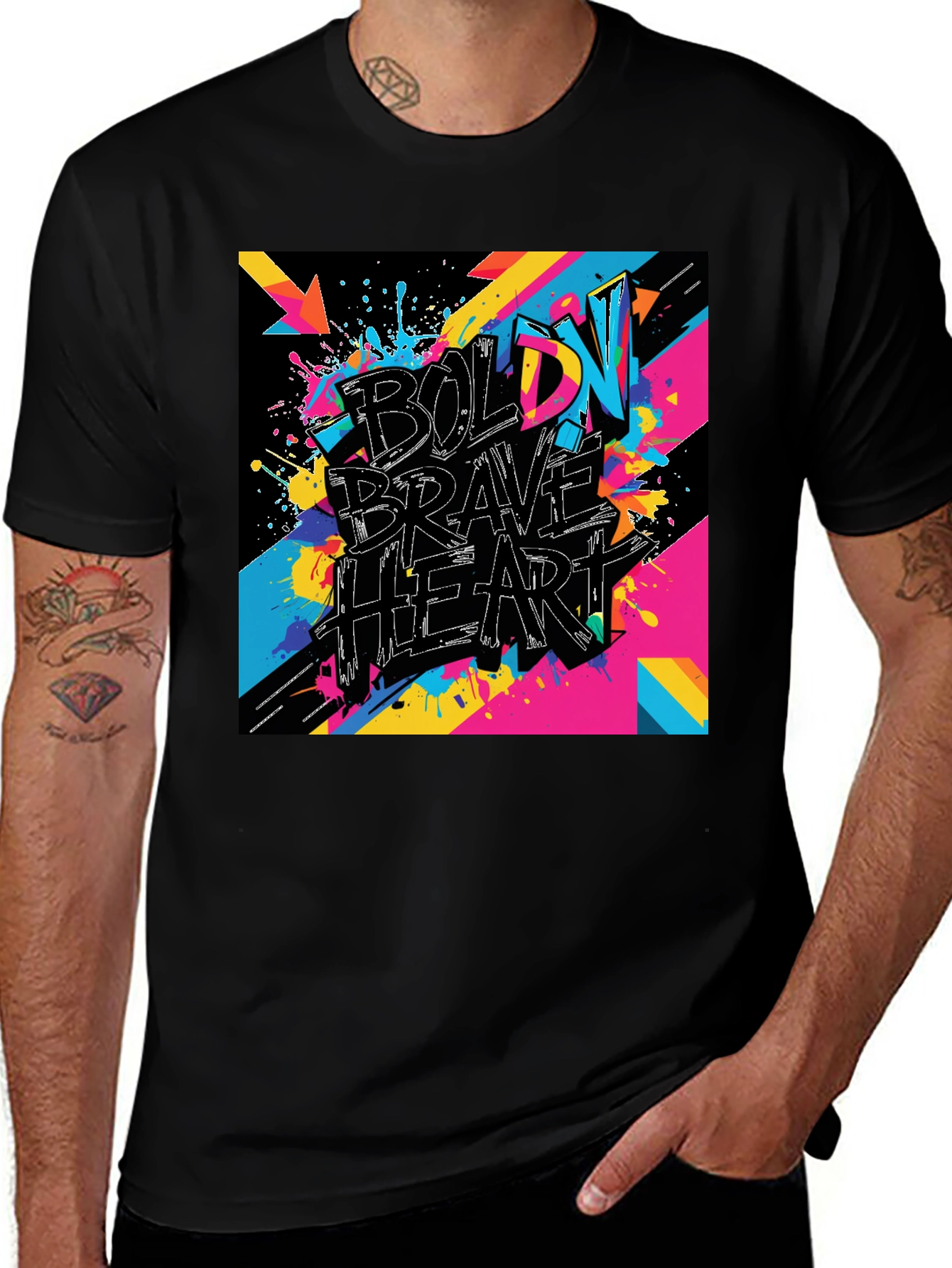Variant 4 of Bold Brave Heart Graphic Tee - Black