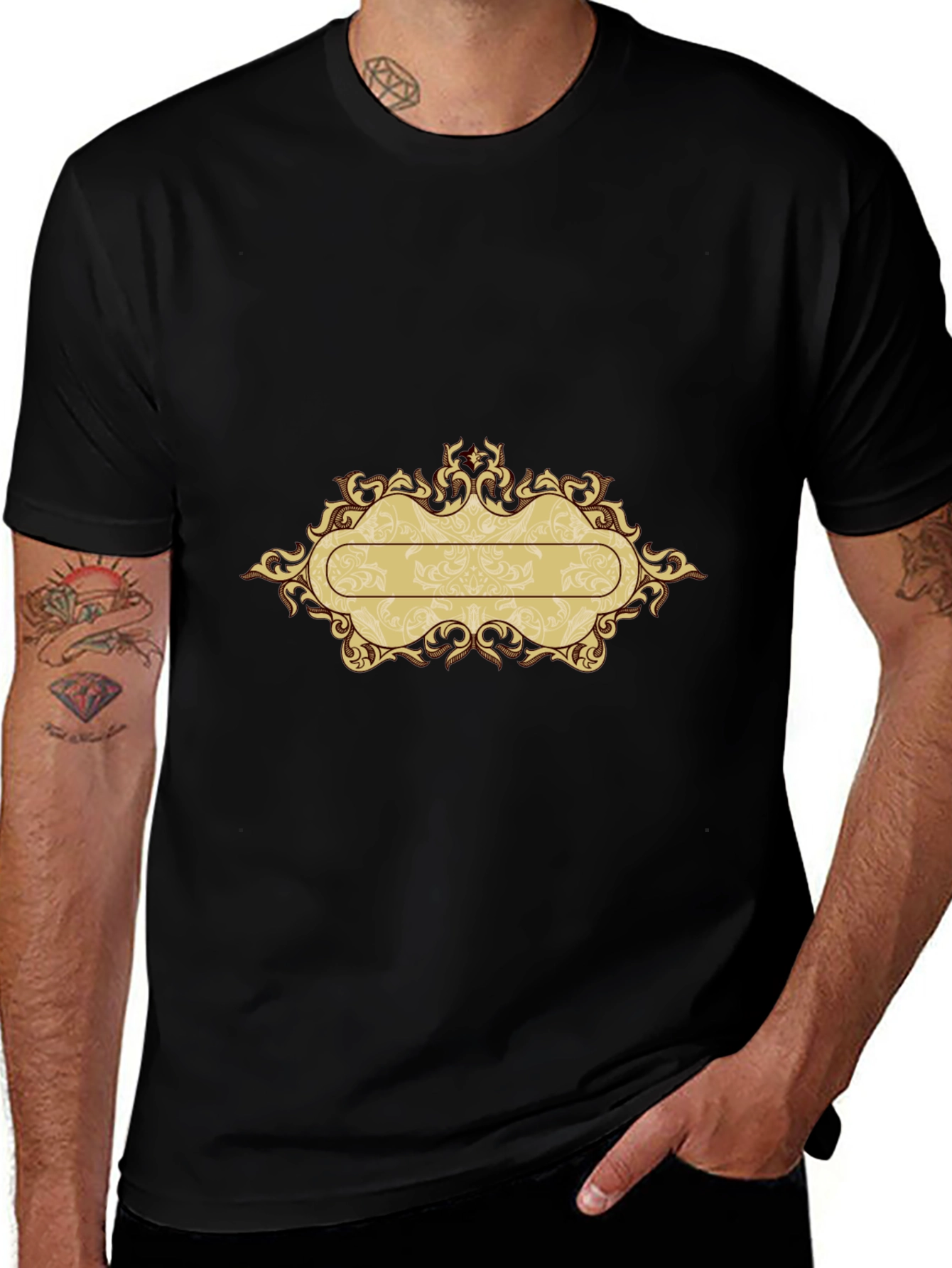 Variant 4 of Elegant Ornate Frame Black Tee