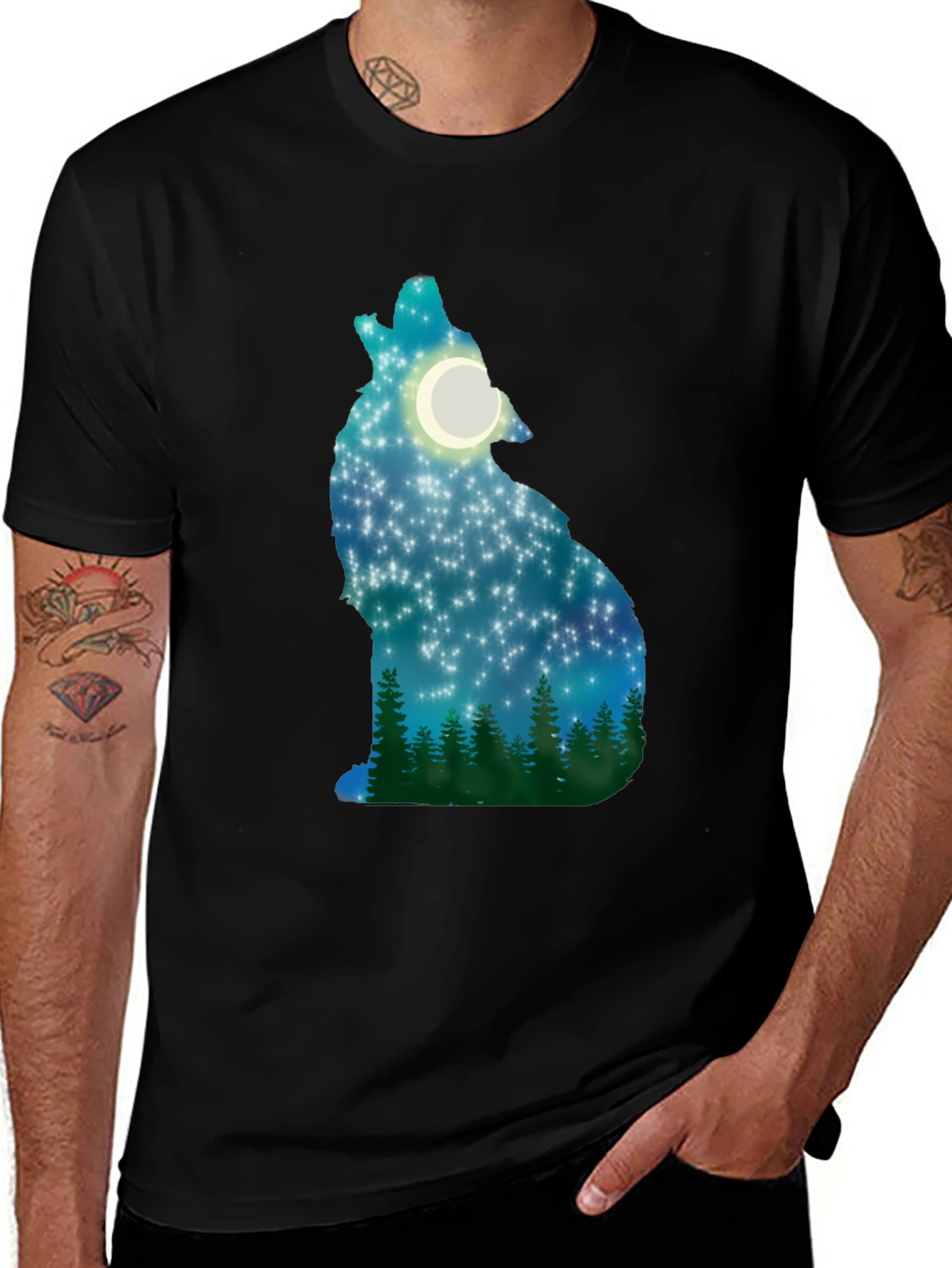 Variant 11 of Wolf Howling Moon Stars T-Shirt