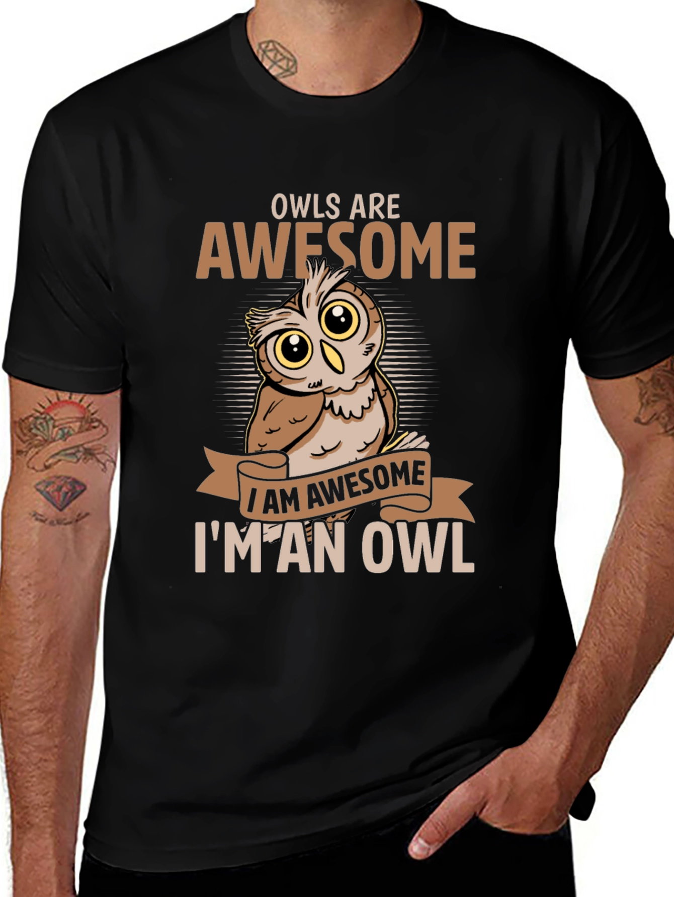 Variant 14 of Awesome Owl Graphic Tee - "Owls Are Awesome"