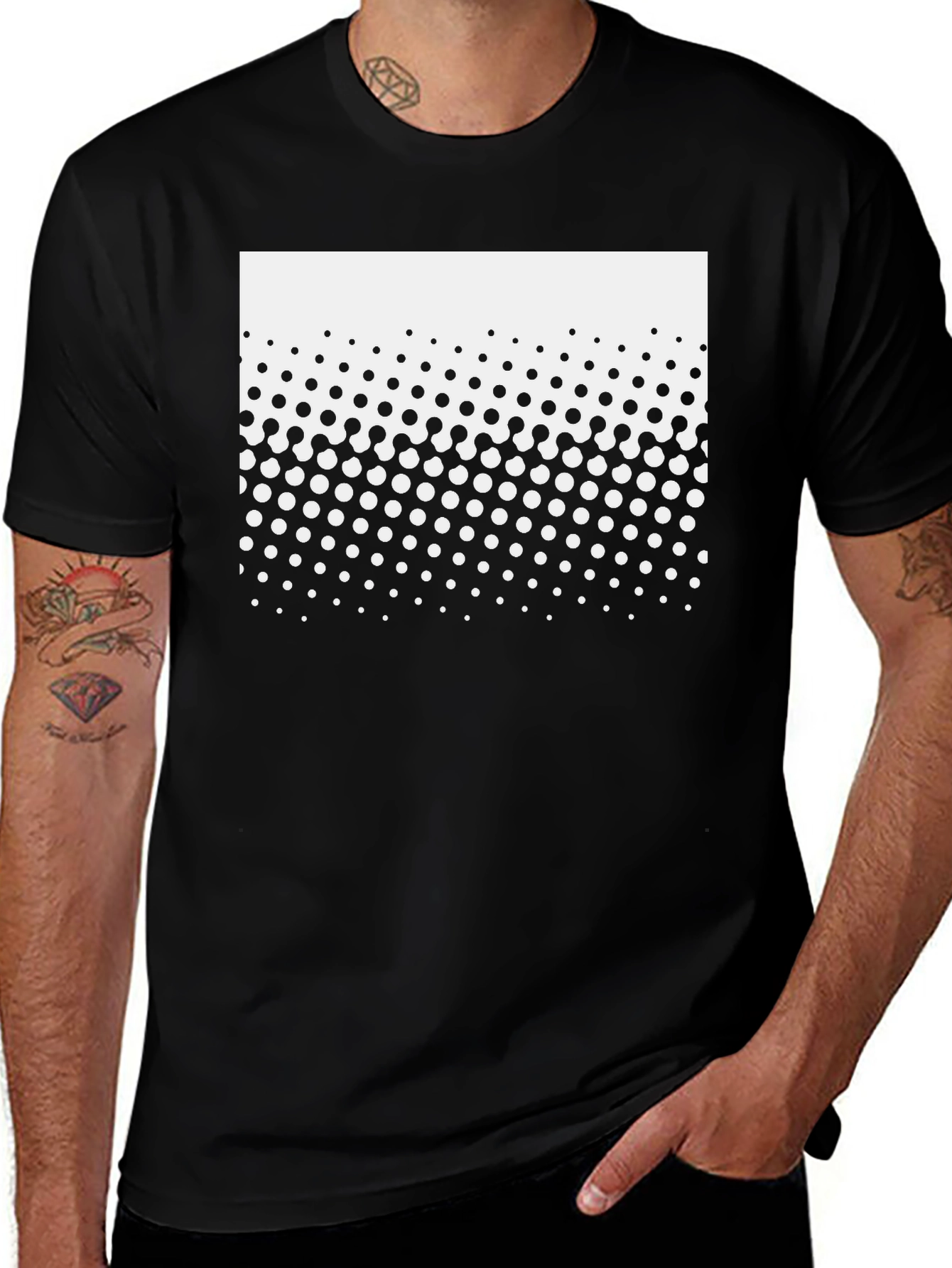 Variant 25 of Modern Halftone Graphic Black T-Shirt
