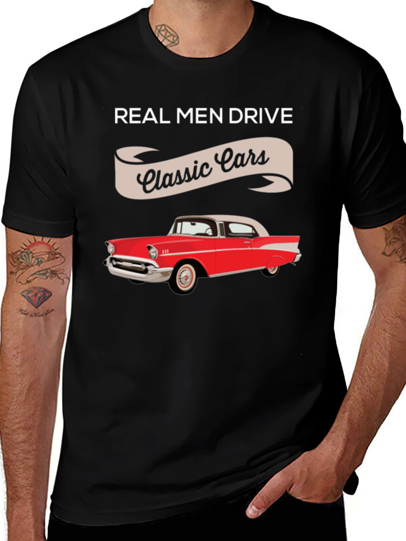 Variant 16 of Real Men Drive Classic Cars T-Shirt