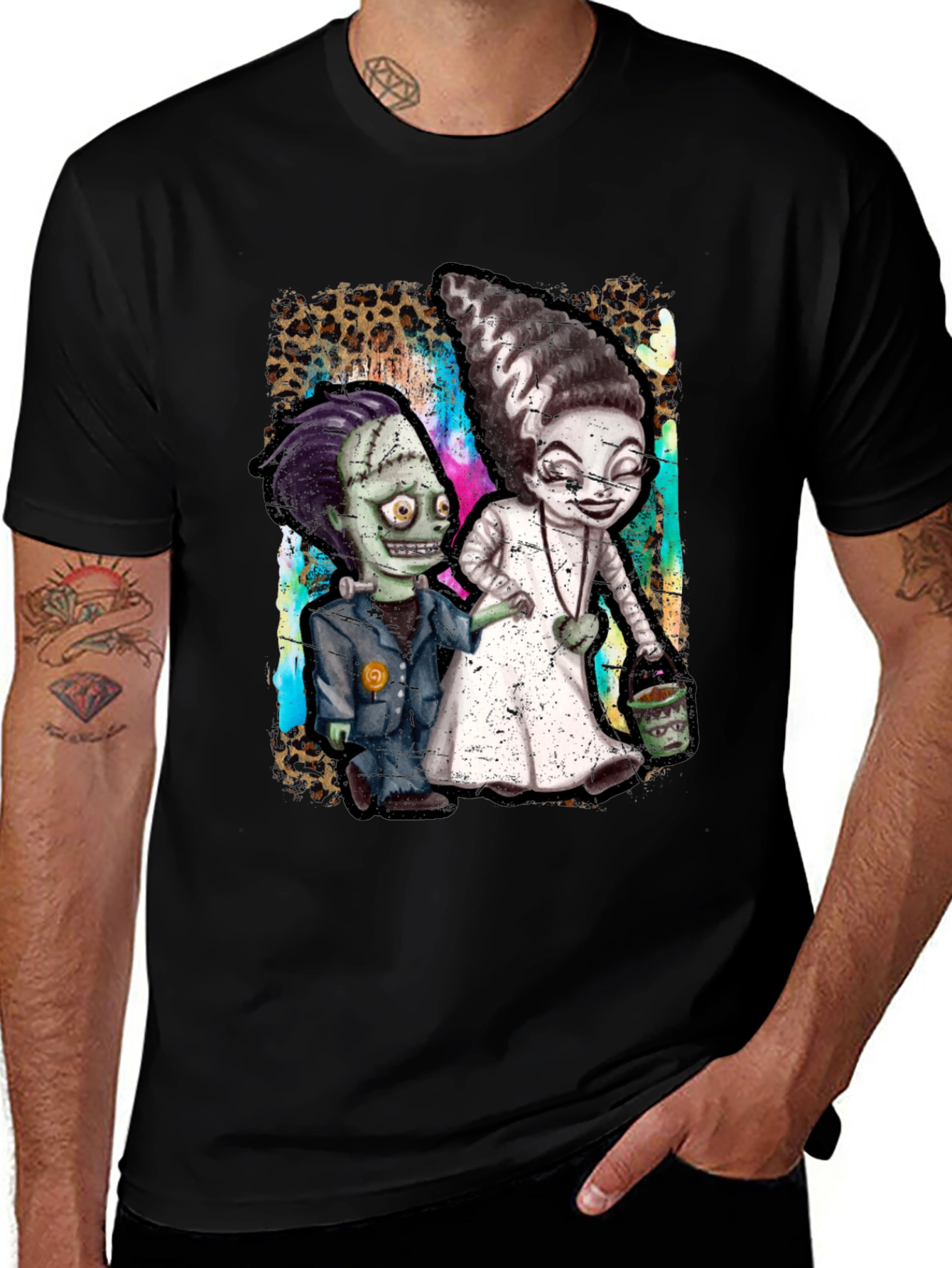 Variant 23 of Monster Couple Graphic Tee - Halloween Style