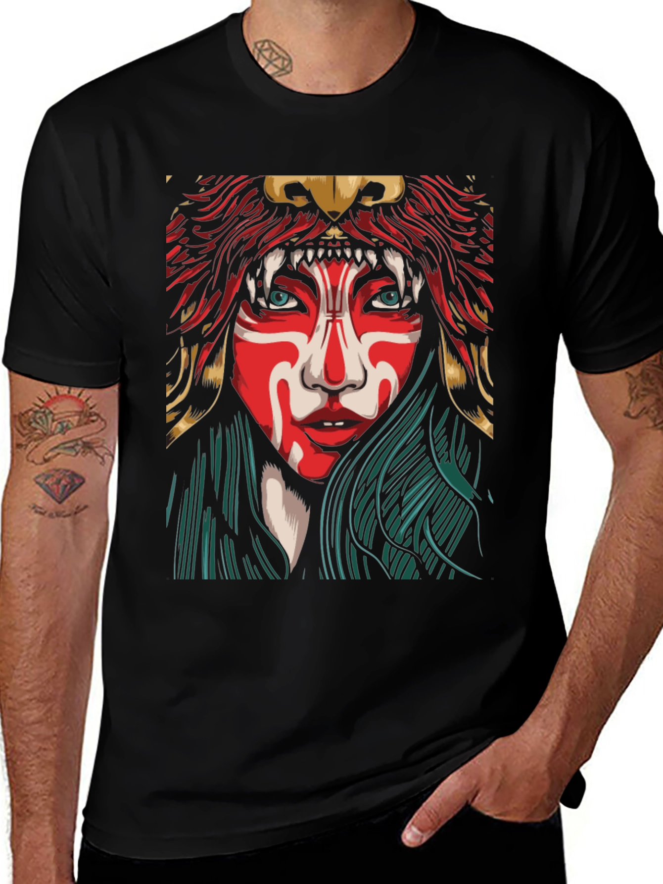 Variant 14 of Warrior Lion Headdress Graphic T-Shirt