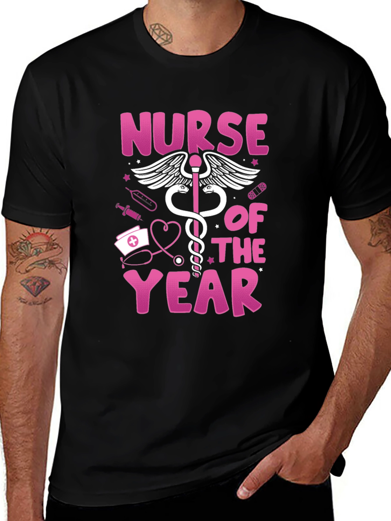 Nurse of the Year Graphic Tee - Black