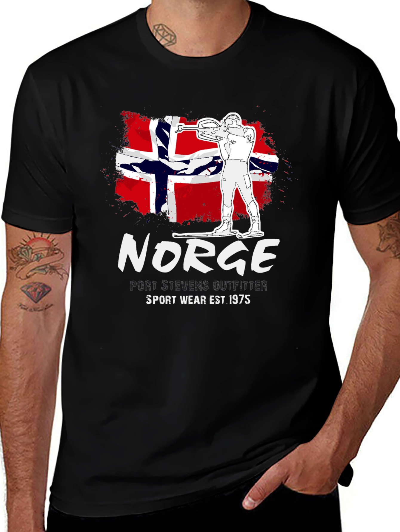 Norge Sportswear Tee: Norway Flag Biathlon Design