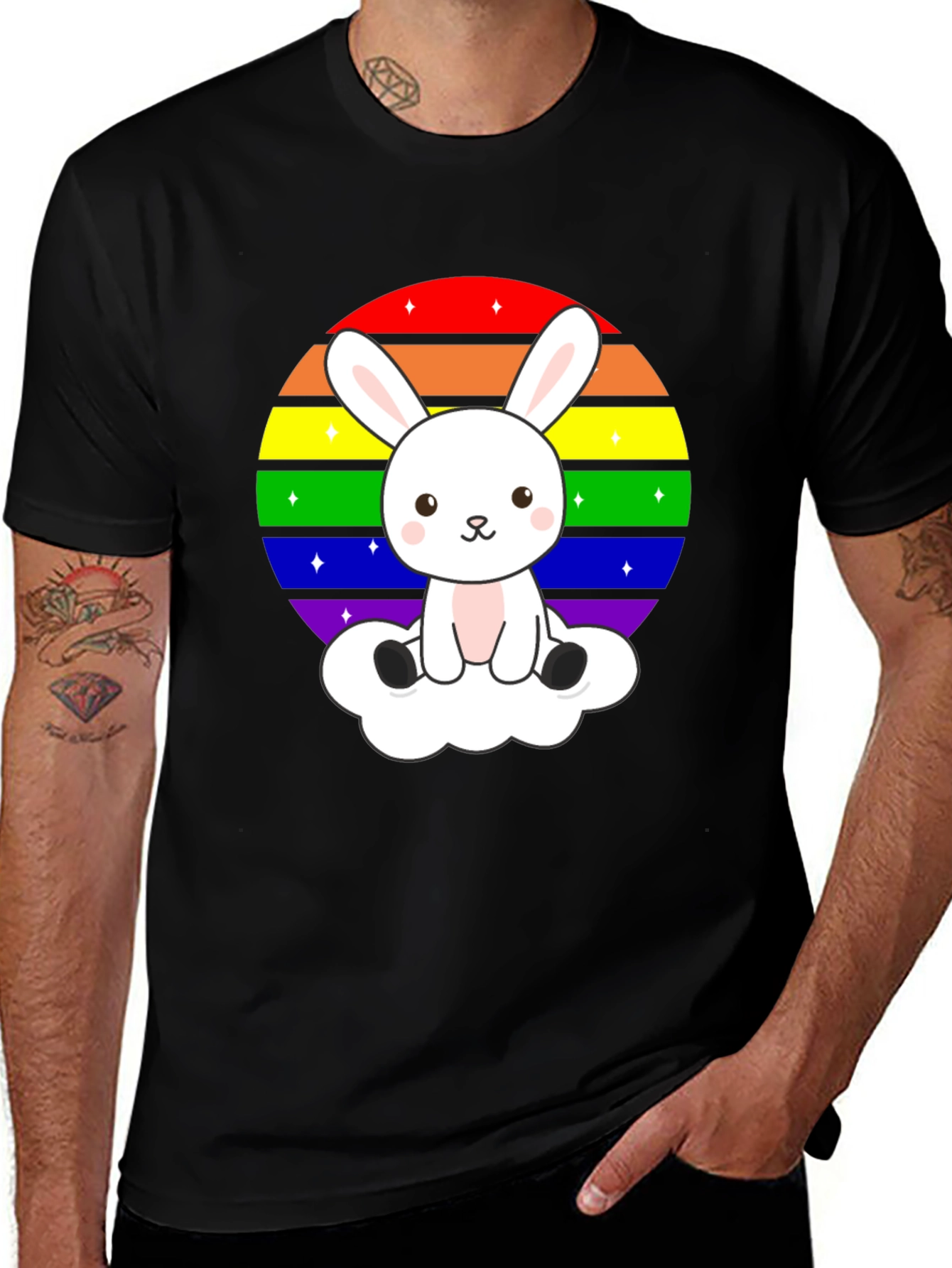 Variant 26 of Rainbow Bunny T-Shirt - Cute Kawaii Pride Tee