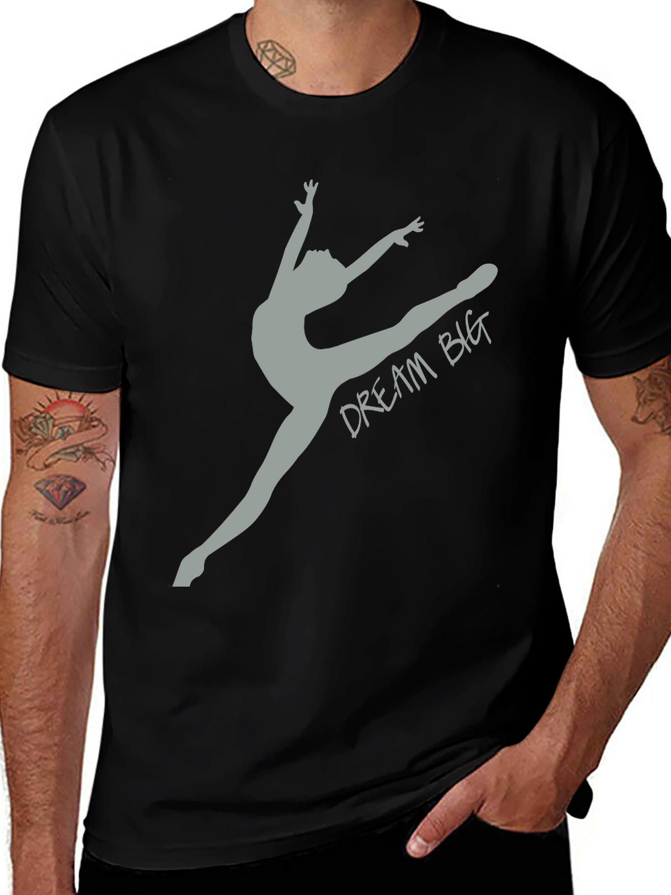 Variant 20 of Dream Big Gymnast Tee - Black Cotton T-Shirt