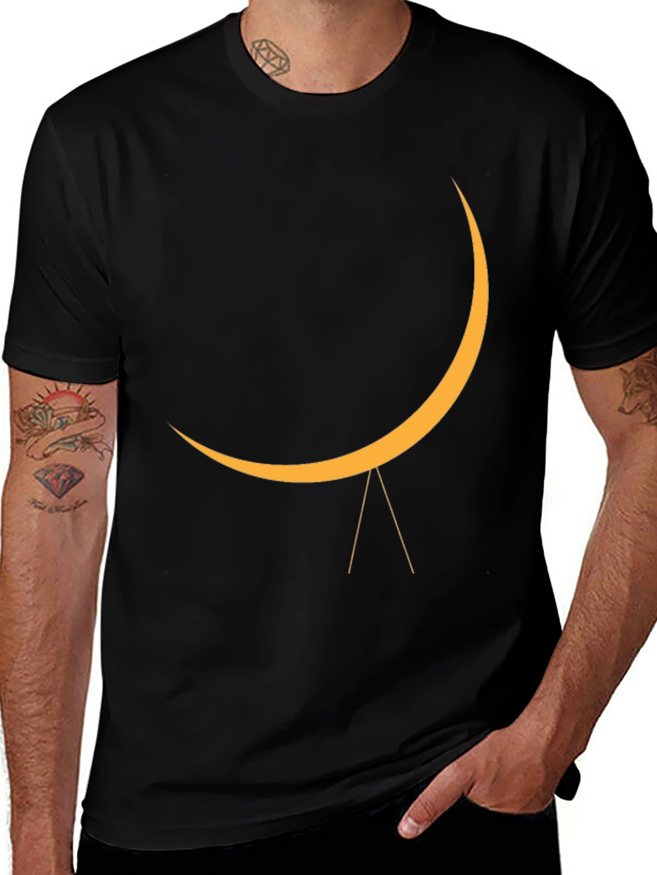 Variant 21 of Minimalist Crescent Moon Graphic Tee - Soft Black Cotton Shirt