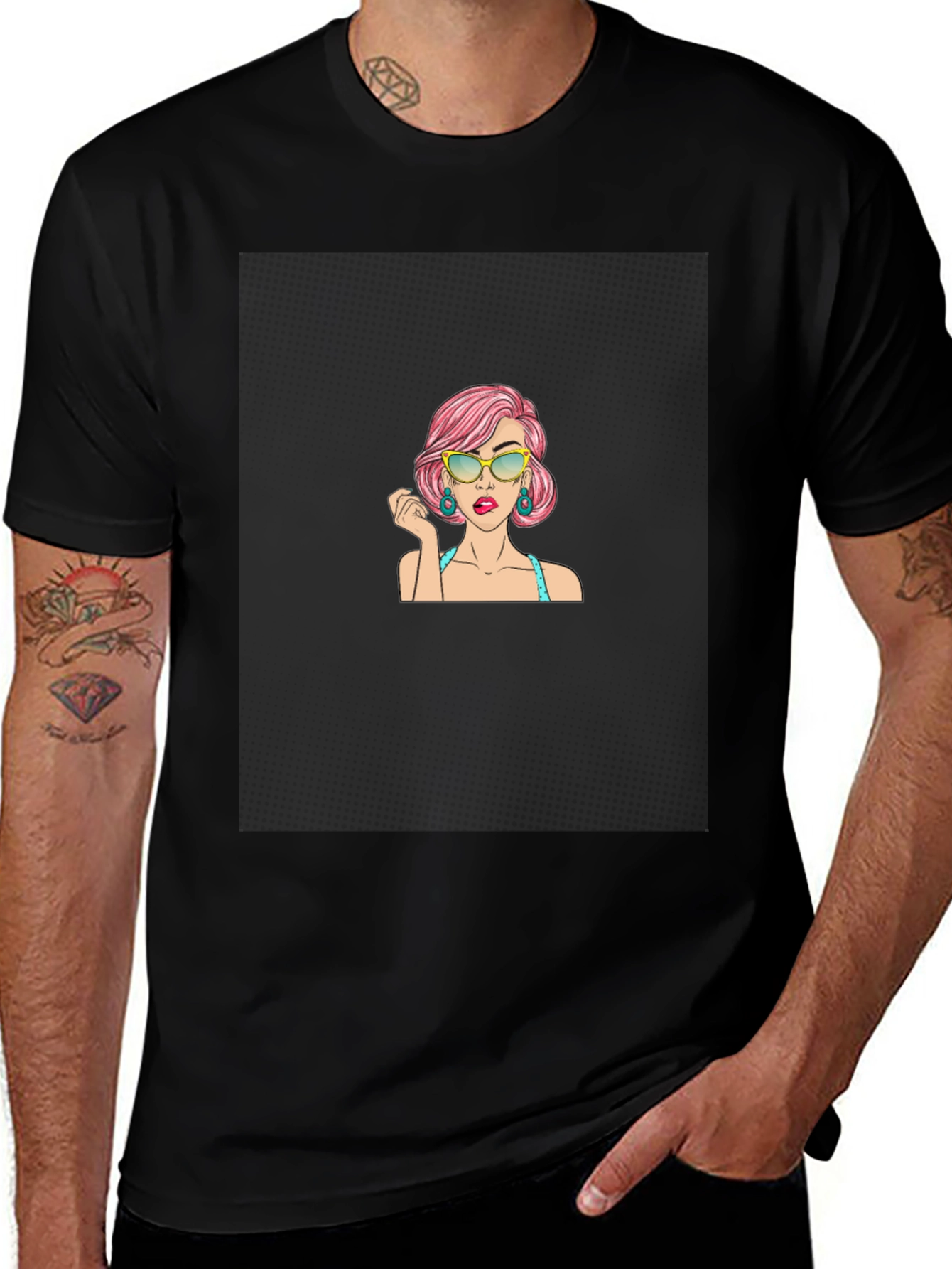 Variant 13 of Pop Art Woman Graphic Black T-Shirt