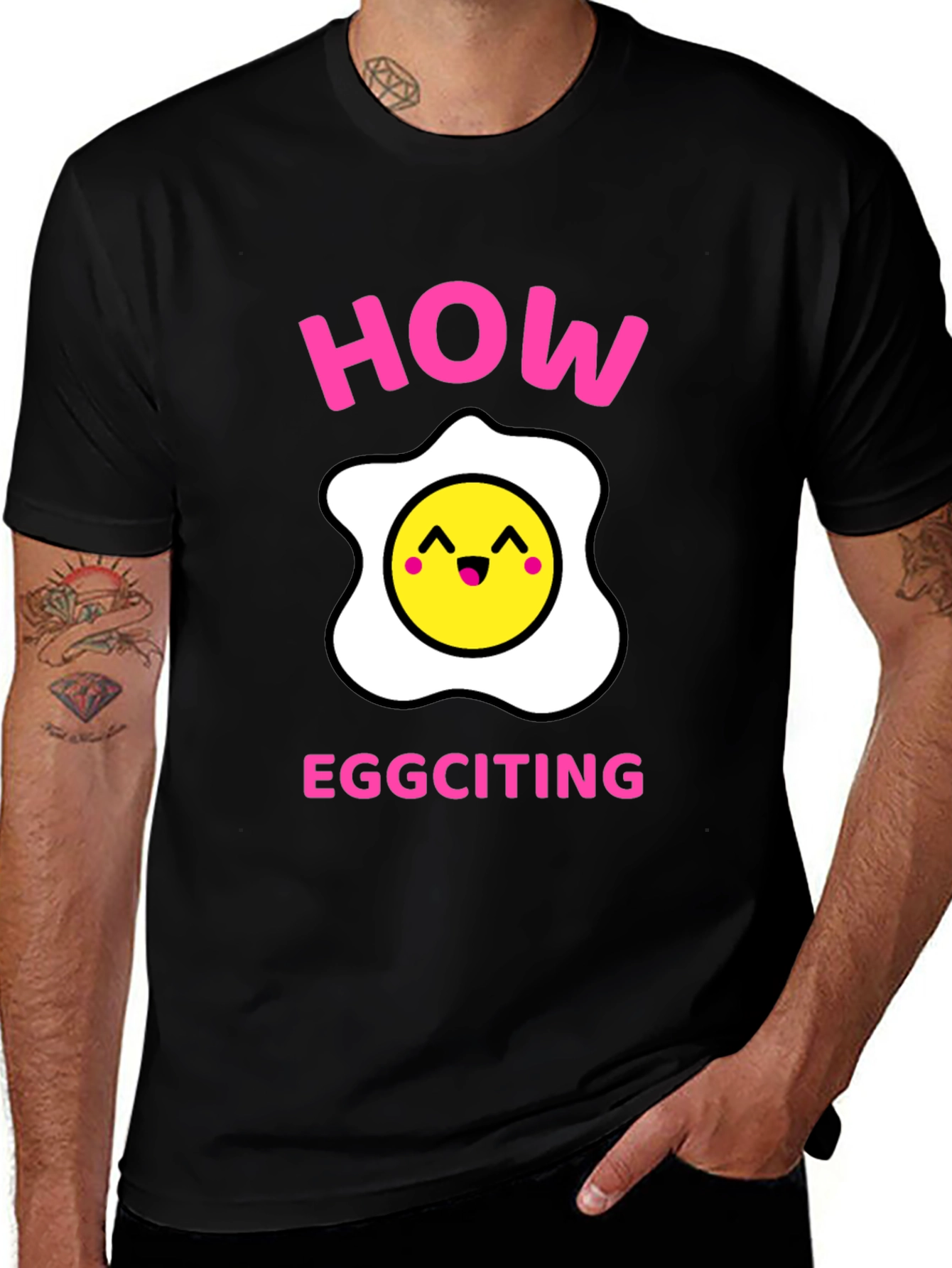 Variant 4 of How Eggciting! Novelty T-Shirt - Funny Egg Pun Tee
