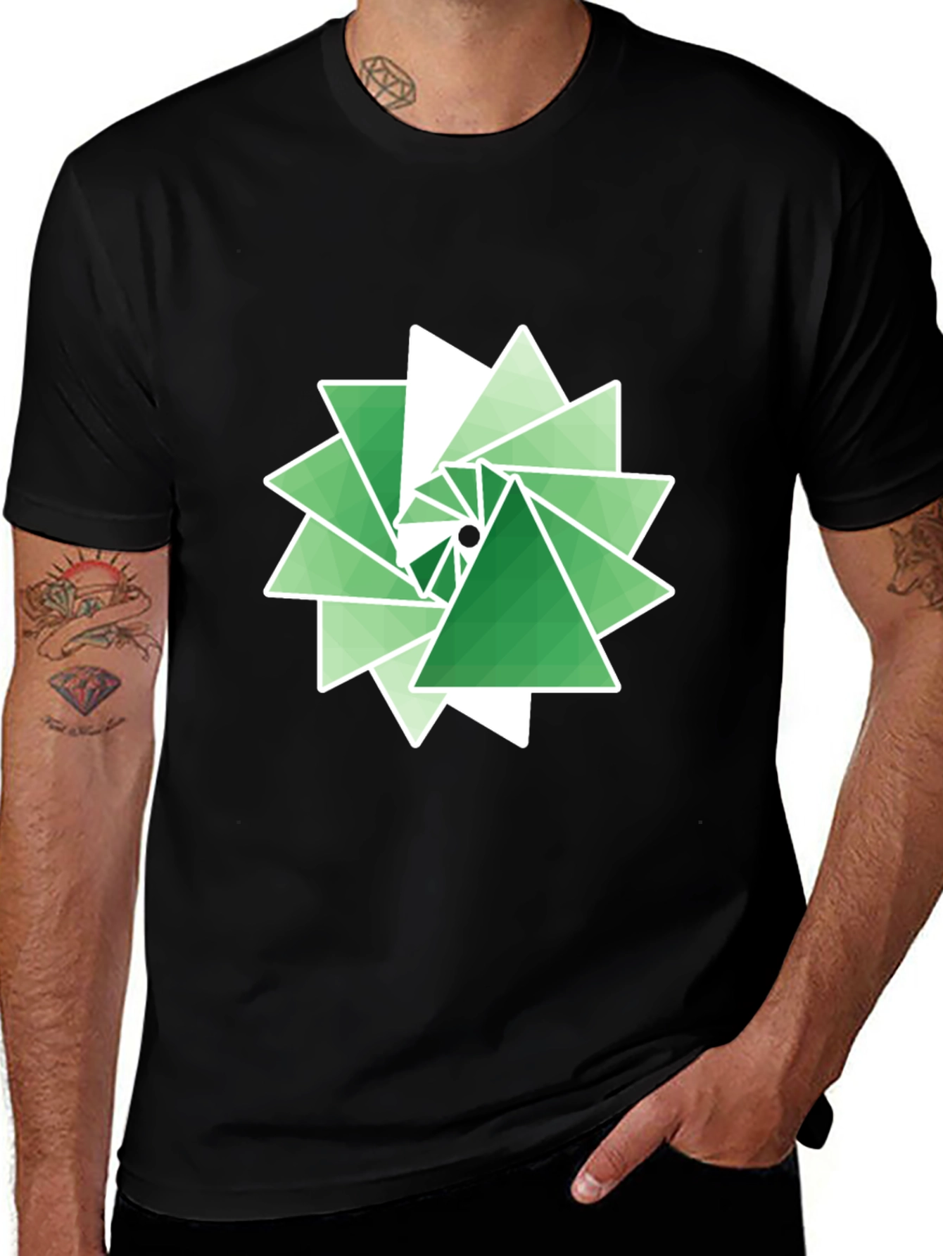 Variant 13 of Geometric Triangle Graphic Print Black T-Shirt