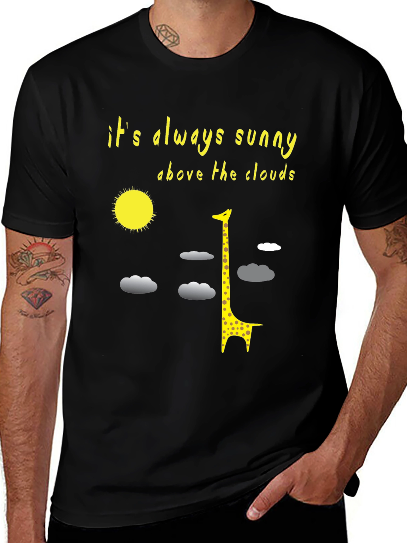 Variant 4 of Sunny Giraffe T-Shirt: Always Sunny Above the Clouds