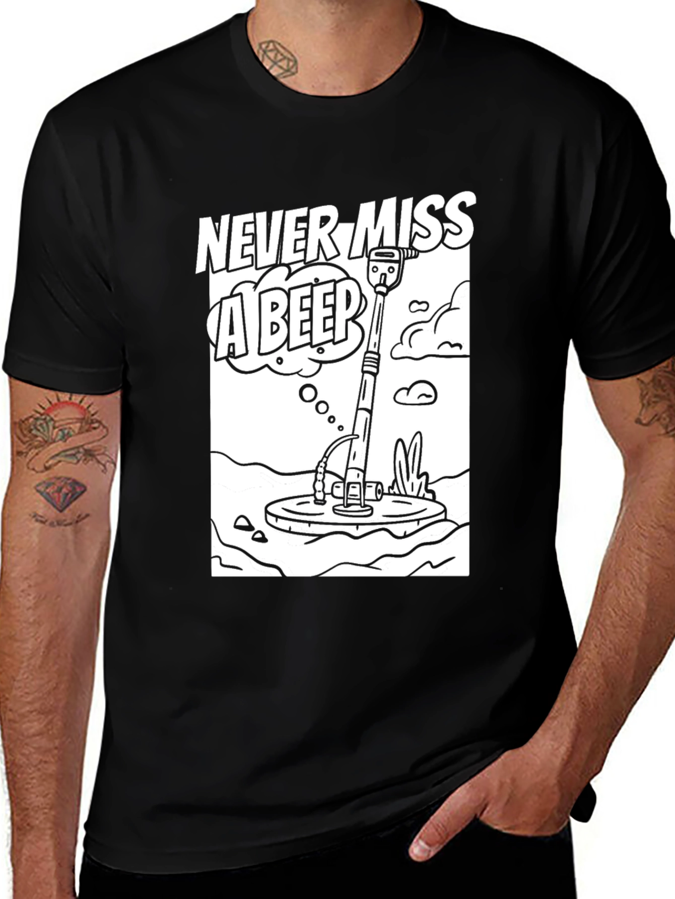 Variant 11 of Never Miss a Beep Funny Metal Detecting T-Shirt